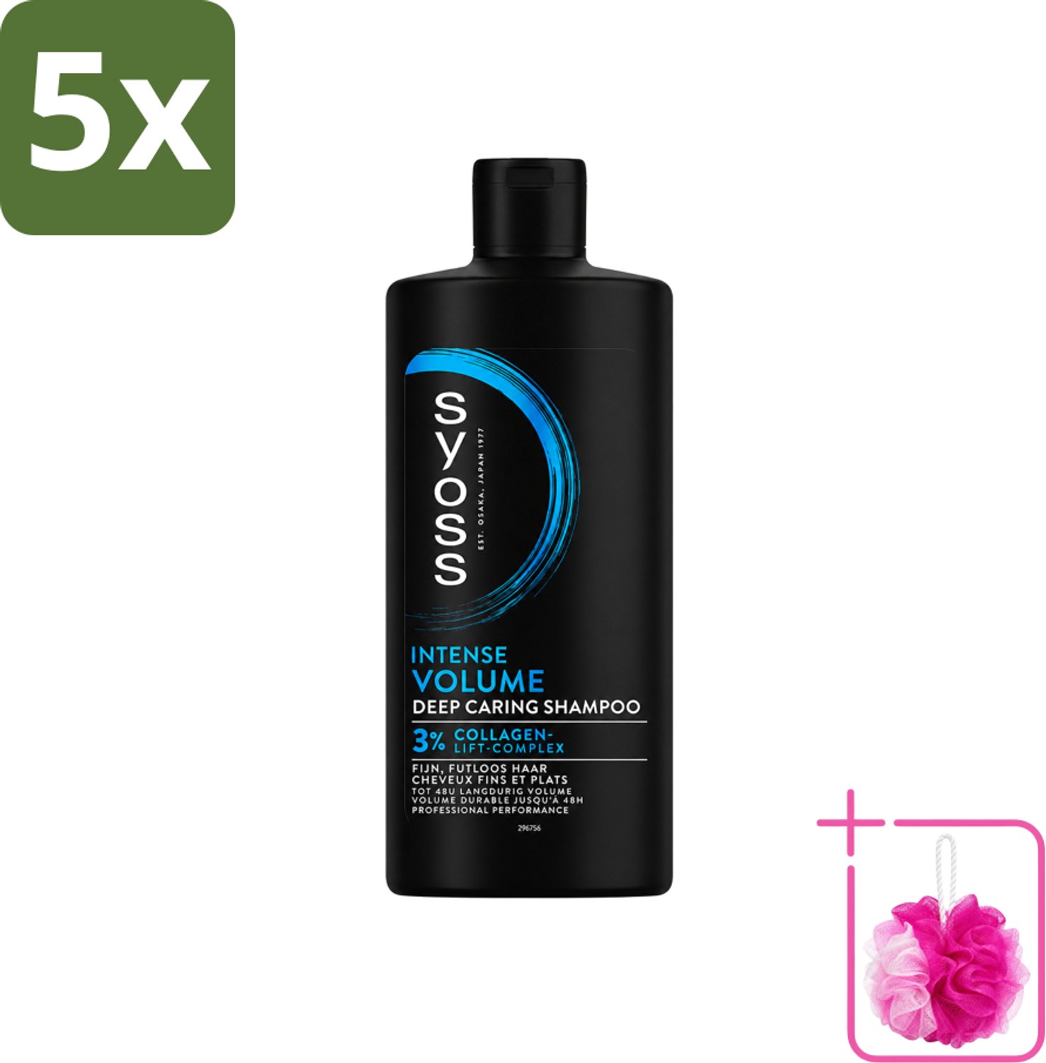 5 x SYOSS - Volume 440 ml - Shampoo - Voor Volumeboost - 440ml - Bulkverpakking - Volume shampoo - Douchemop - Volume boost