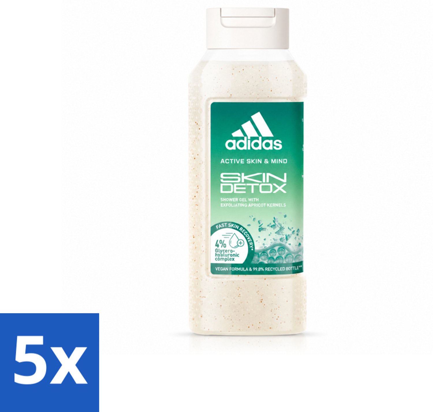 5 x Adidas – Douchegel – Active Skin & Mind Skin Detox – 250 ml - Voordeelverpakking - 5 stuks