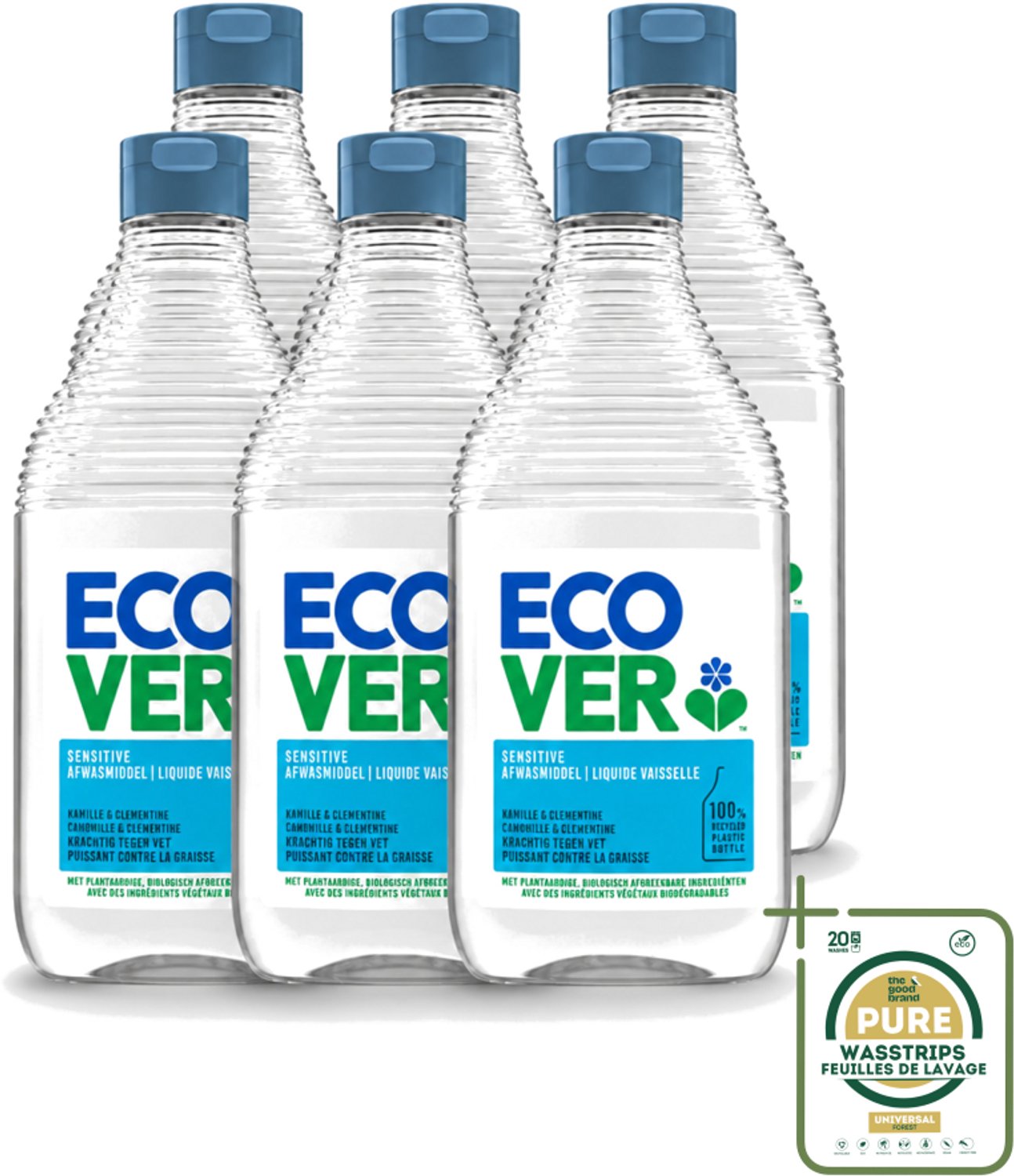 6 x Ecover - Afwasmiddel - Kamille & Clementine - 950 ml - Wasstrips - Afwasmiddel Kamille En Clementine - Plantaardig Afwasmiddel - Biologisch Afbreekbaar - Duurzaam Afwasmiddel - Zacht Voor De Huid