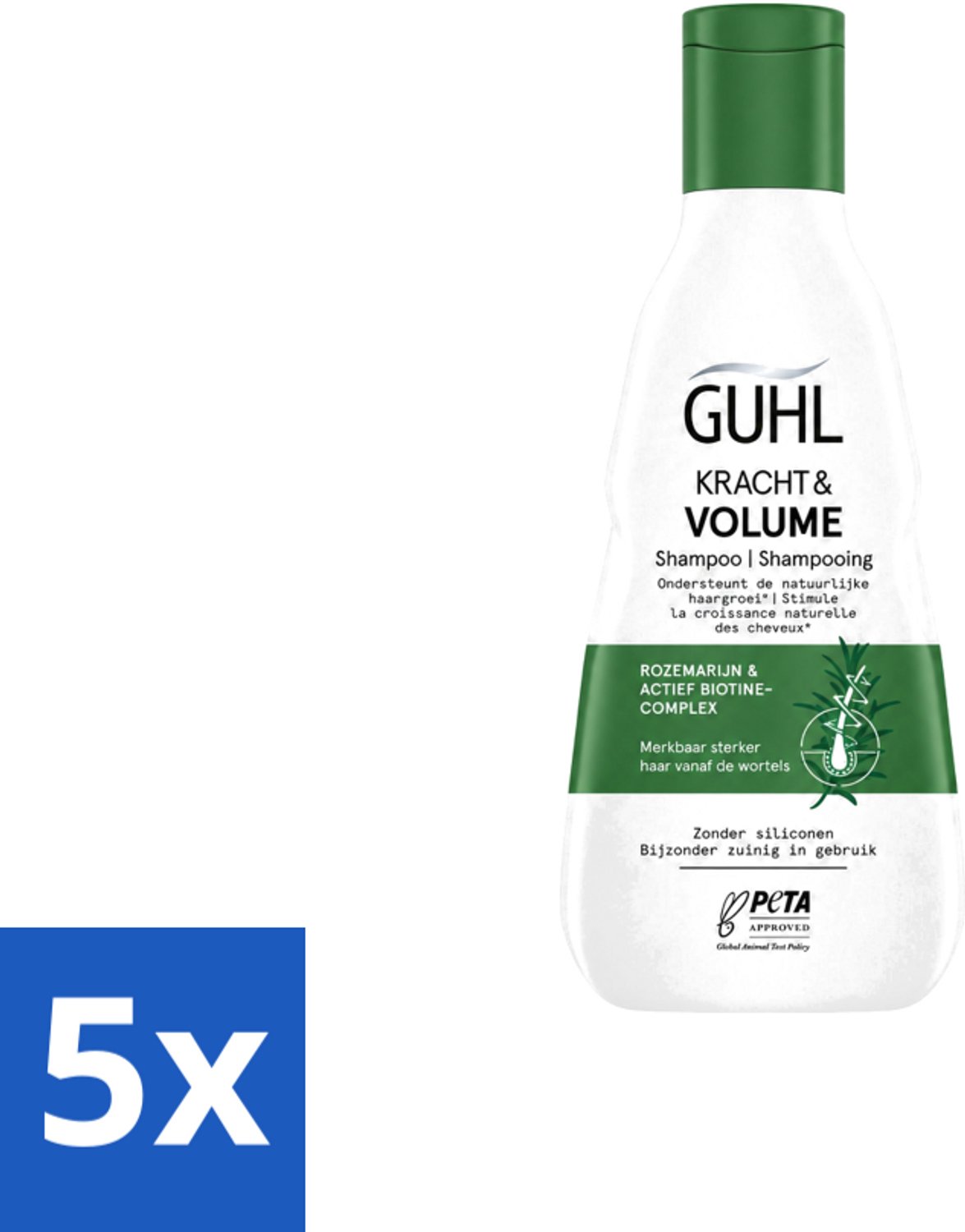 5 x Guhl – Shampoo – Kracht & Volume – 250 ml - Voordeelverpakking - 5 stuks
