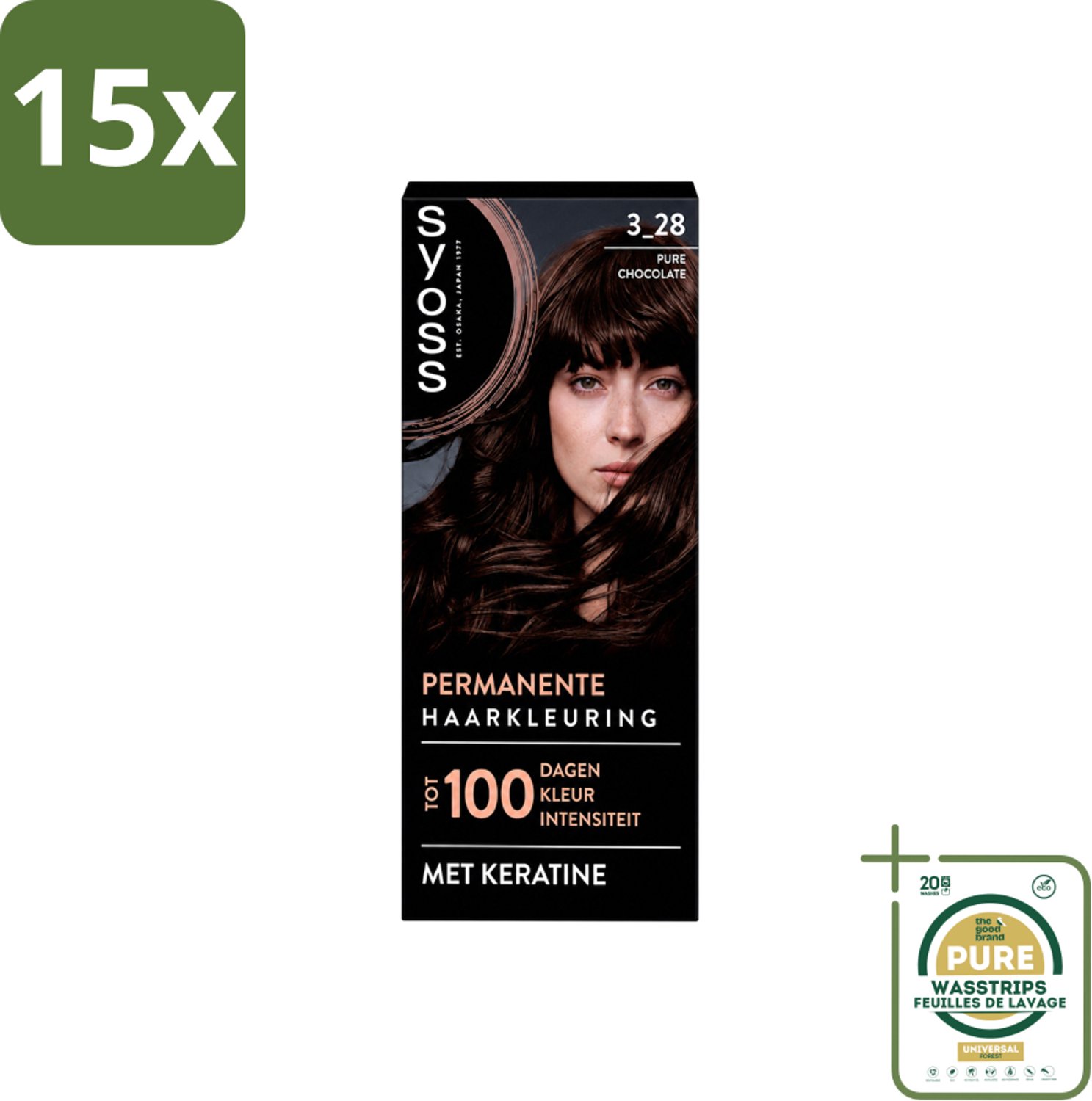 15 x SYOSS - Coloration 3-28 Pure Chocolade - Haarverf - Grijsdekking - Vermindert Haarbreuk - Wasstrips - Haarverf - Permanente Haarkleuring - Grijsdekking - Keratine - Langhoudende Kleur
