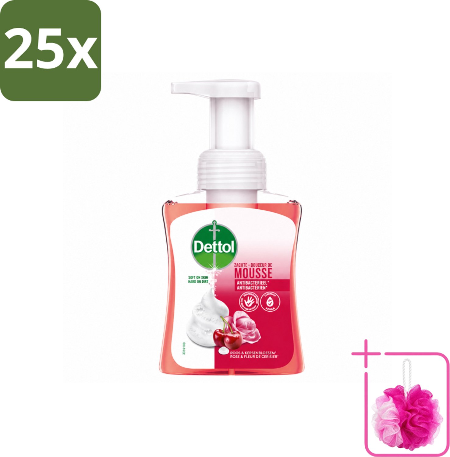 25 x Dettol - Foam Handzeep - Rozen & Kersenbloesem - Zacht Mouse - 250 ml - Bulkverpakking - Handzeep - Douchemop - Antibacterie