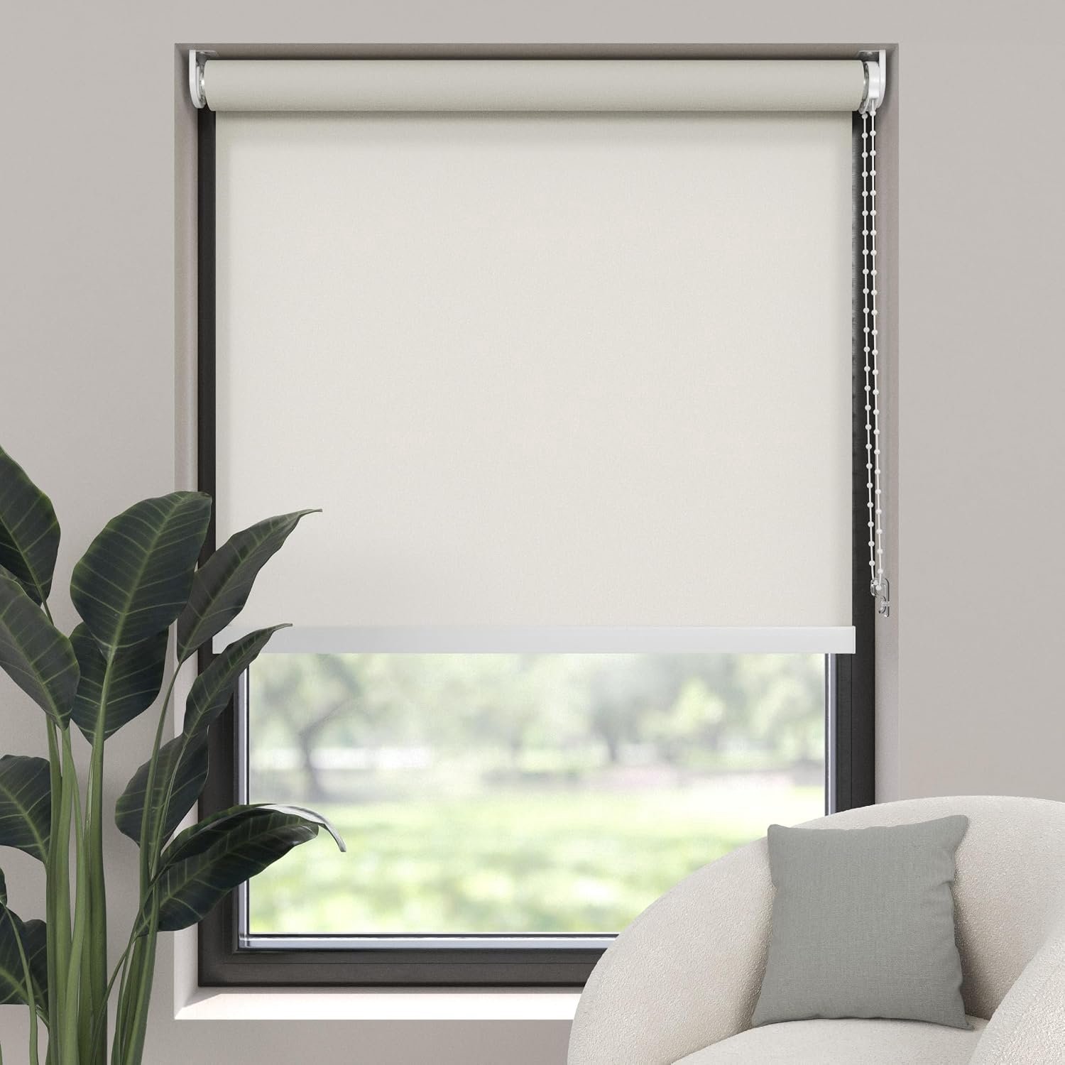 Rolgordijn - lichtdoorlatend - Parel Wit - 95x190cm