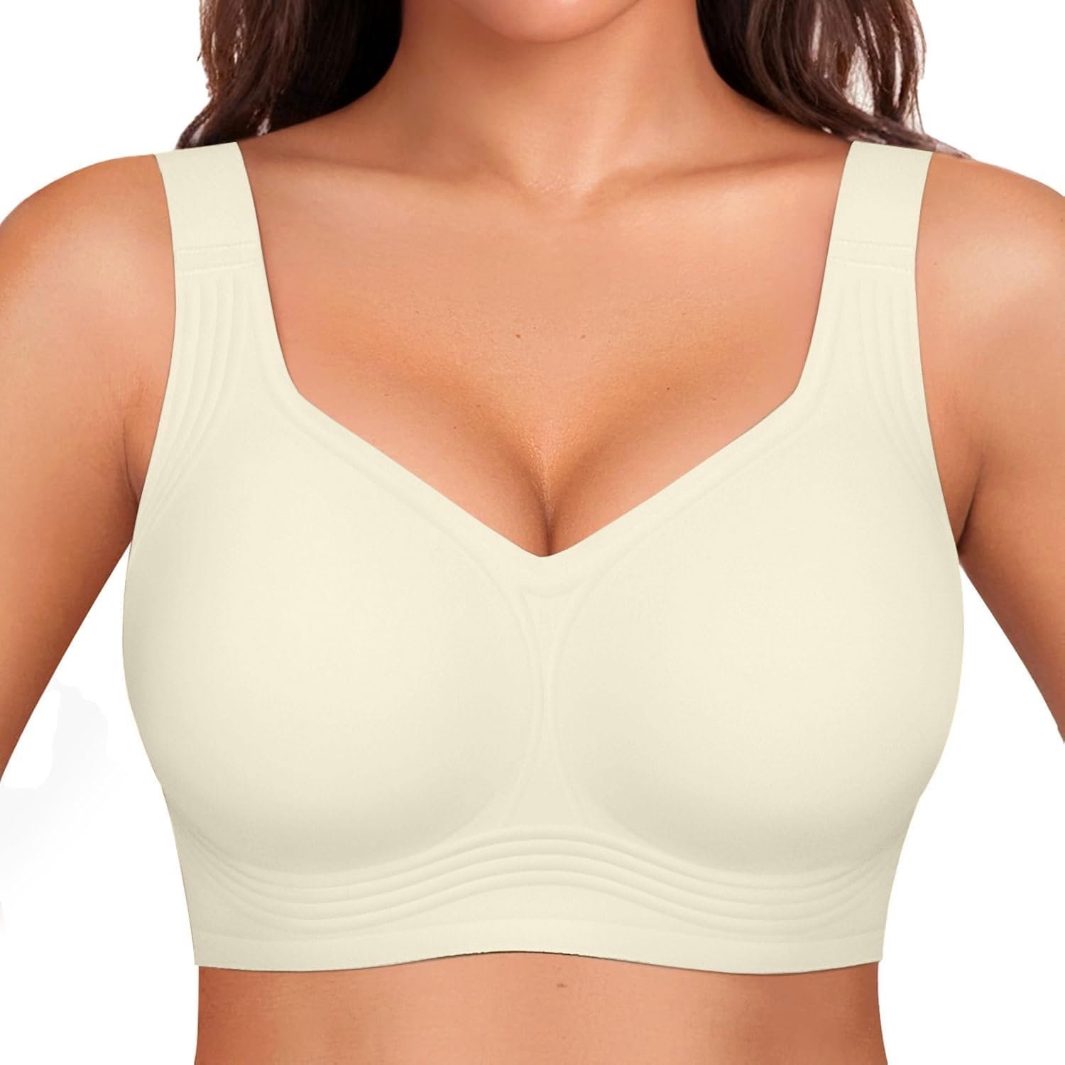 Beha zonder beugel dames met volledige afdekking V-hals naadloze Amaframe container beha met uitneembare voering en verstelbare bandjes comfortabele basic beha's