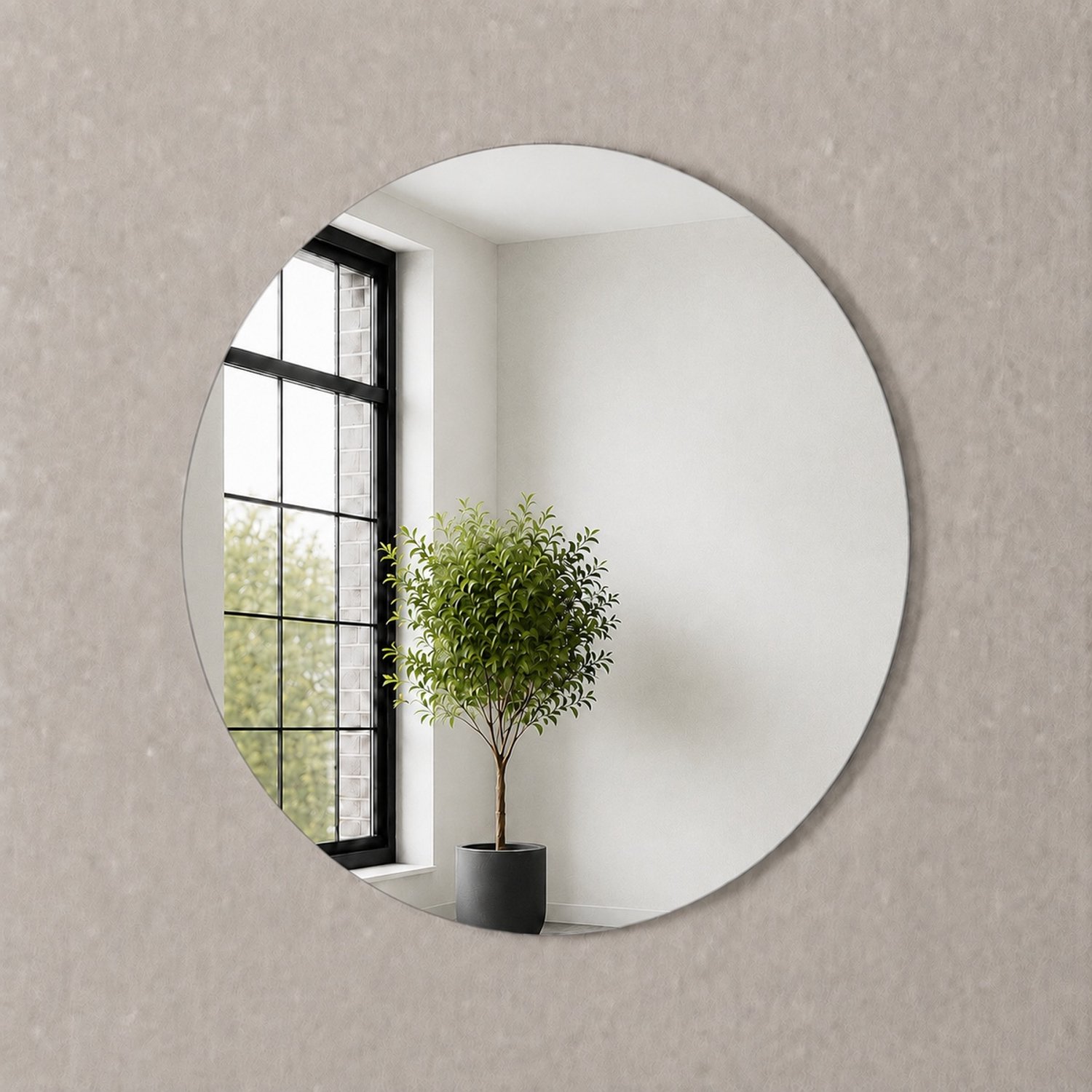 Glaswebwinkel Wandspiegel - Rond - Diameter 400 mm - Spiegel verzilverd blank - Met montageset - In Nederland Geproduceerd - Top Kwaliteit Wandspiegel Zonder Lijst