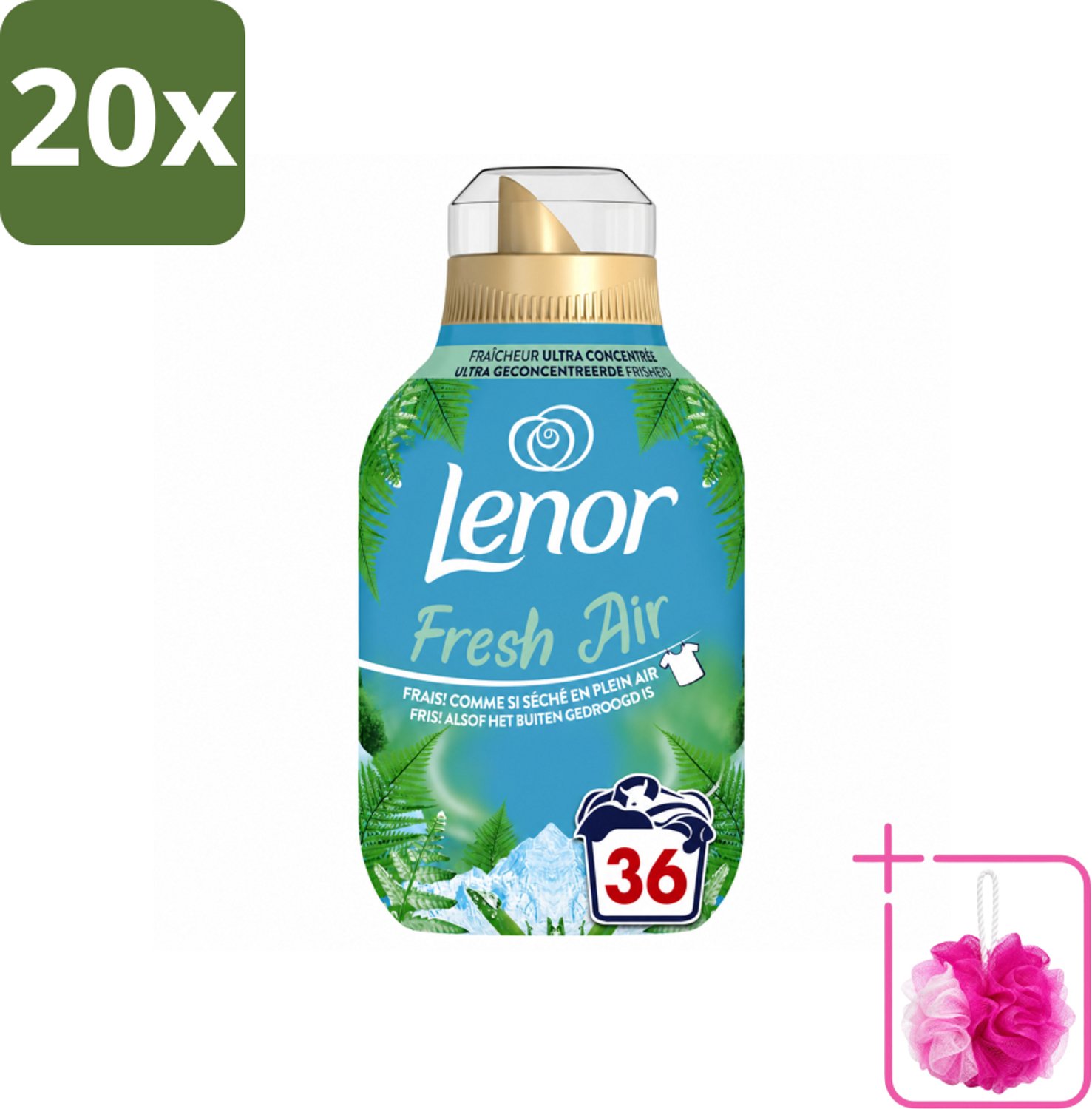 20 x Lenor - Wasverzachter - Fresh Air Noorderlicht - Ultra Geconcentreerd - 36 Wasbeurten - Bulkverpakking - Wasverzachter - Douchemop - Frisheid