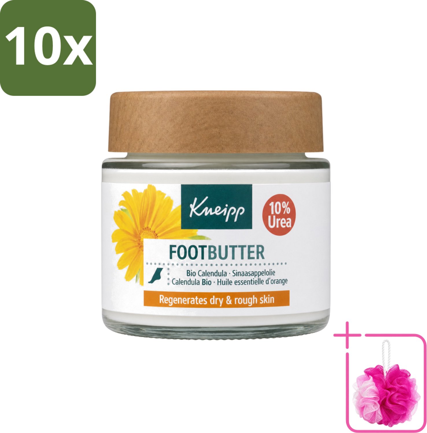 10 x Kneipp - Voetbutter - Calendula - Met citrusgeur - 100 ml - Bulkverpakking - Voetverzorging - Douchemop - Voeten droog