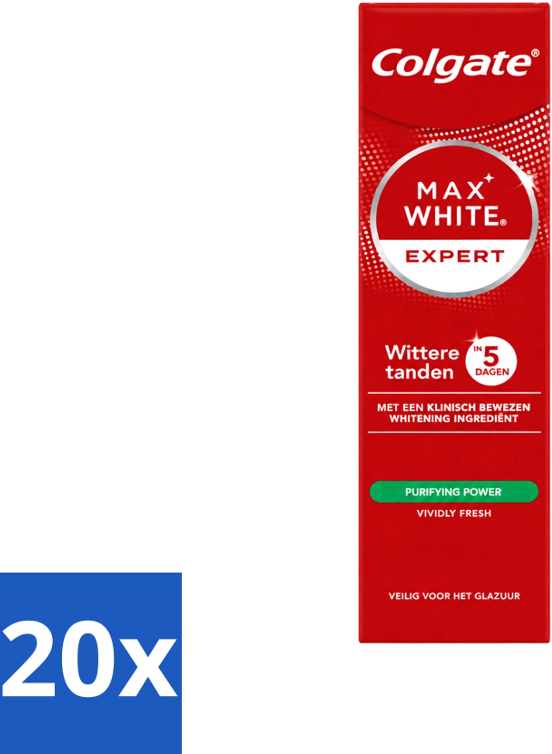 20 x Colgate – Max White Expert Purifying Power – Tandpasta – 75 ml - Voordeelverpakking - 20 stuks