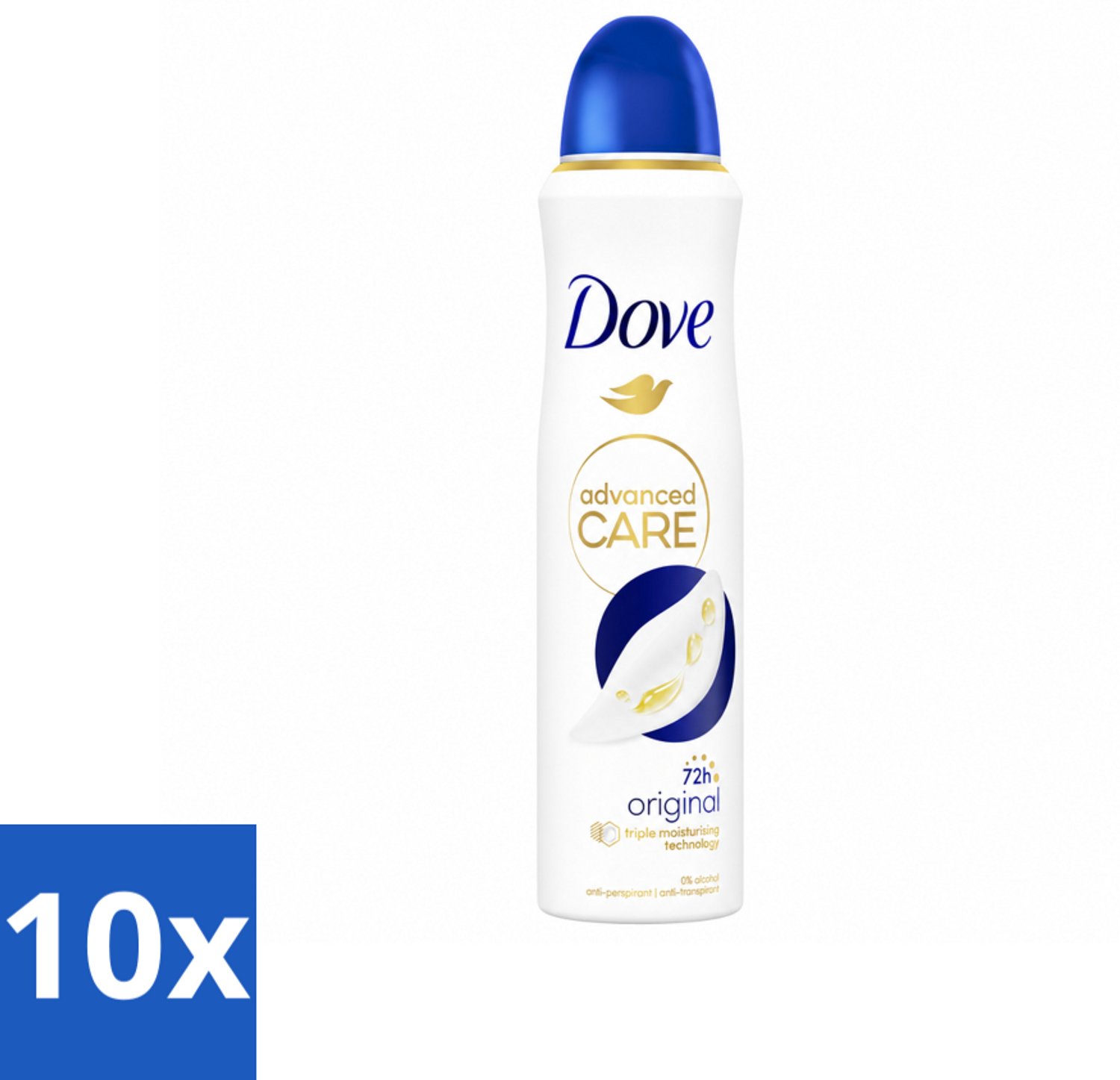 10 x Dove – Deodorant Spray – Original – 150 ml - Voordeelverpakking - 10 stuks
