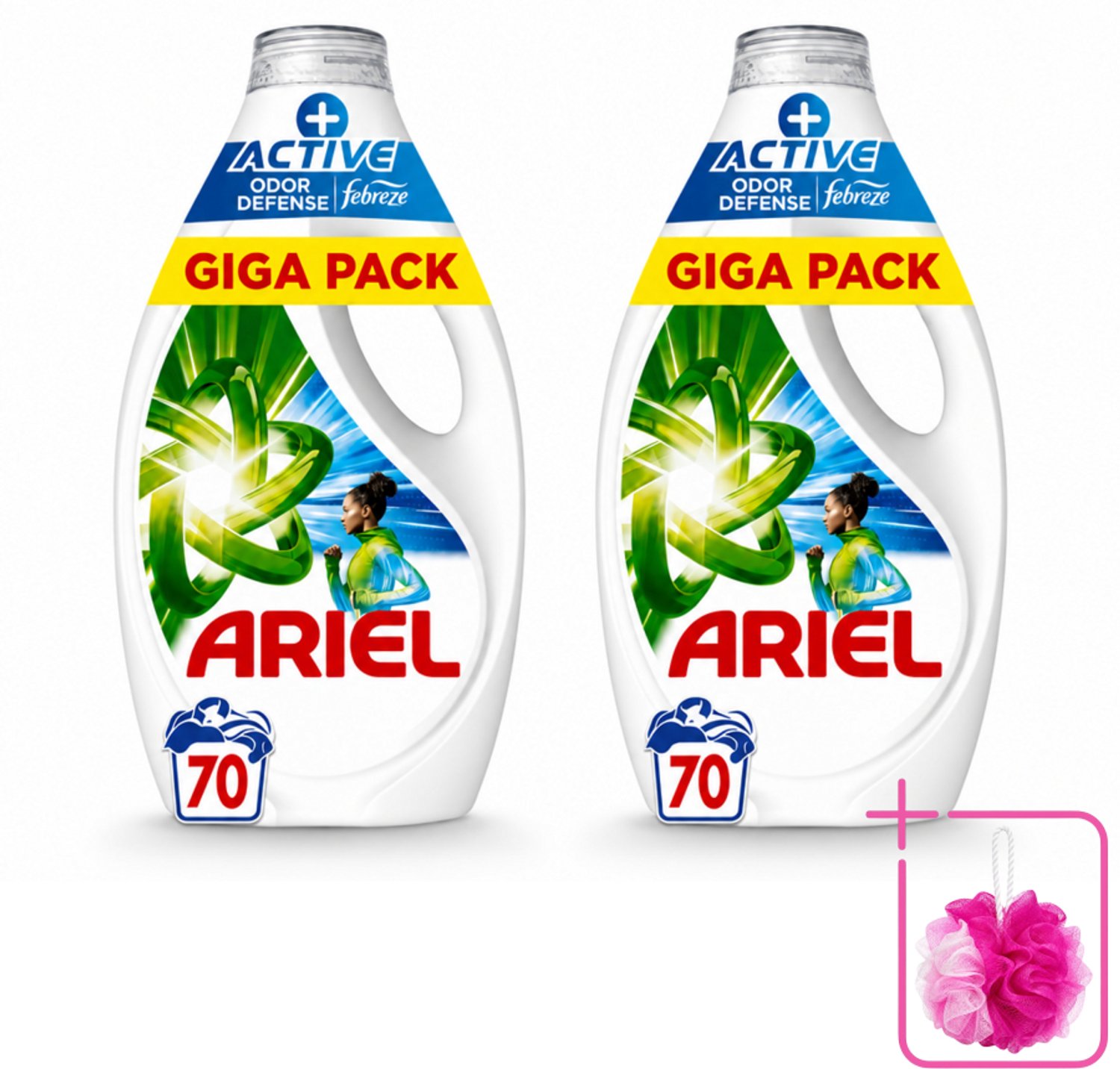 2 x Ariel - Vloeibaar Wasmiddel - +Actieve Odor Defense - 70 Wasbeurten - 3,15 liter - Bulkverpakking - Vloeibaar wasmiddel - Douchemop - Geurbestrijding