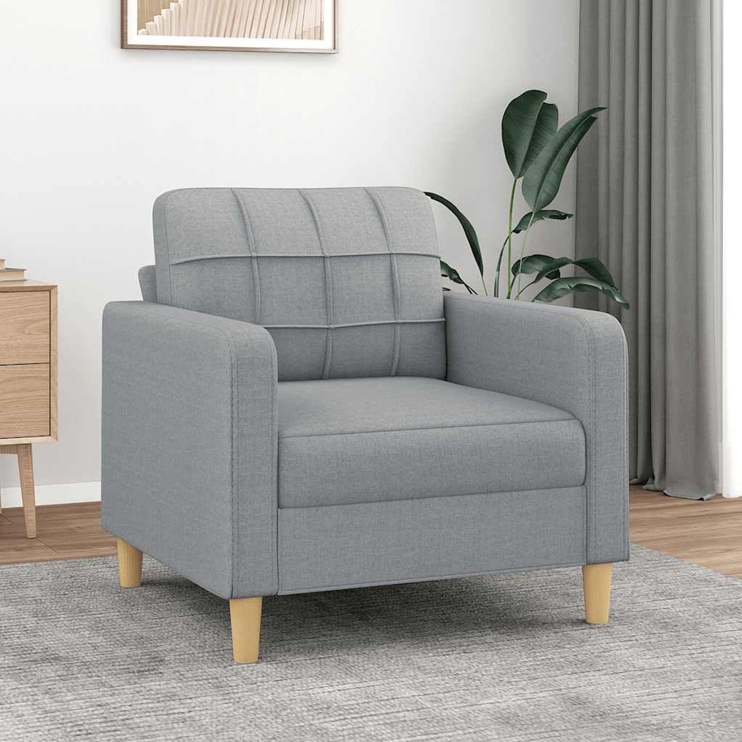 Lichtgrijs, 60 cm, stoffen zitmeubel met metalen frame, dikke bekleding en ademende hoes voor woonkamer, lezen en ontspanning