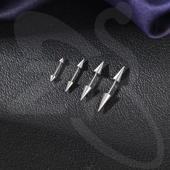 16G/18G Spike Kraakbeen Tragus Helix Piercing, Roestvrij Staal Spike Stud Oorbellen Interne Draad Gebogen Barbell Neus Brug Ringen Snake Bite Piercing Sieraden voor Vrouwen Mannen — afbeelding 4