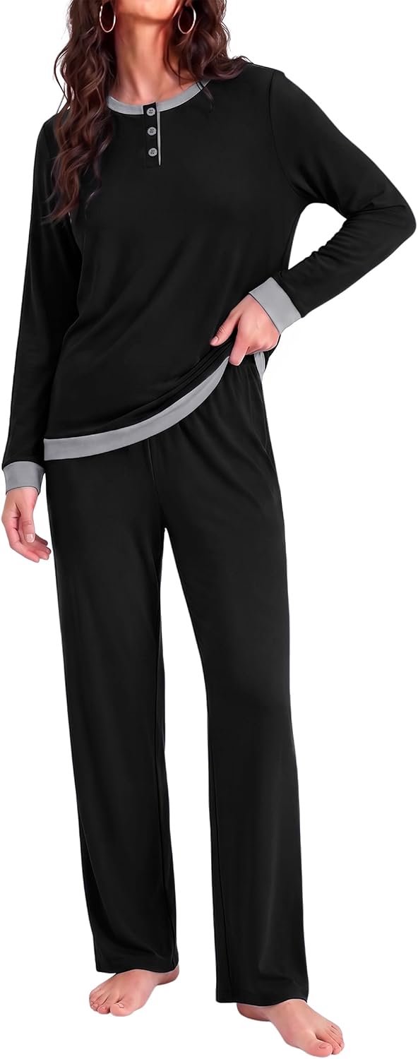 Damespyjama-set met lange mouwen en top en broek