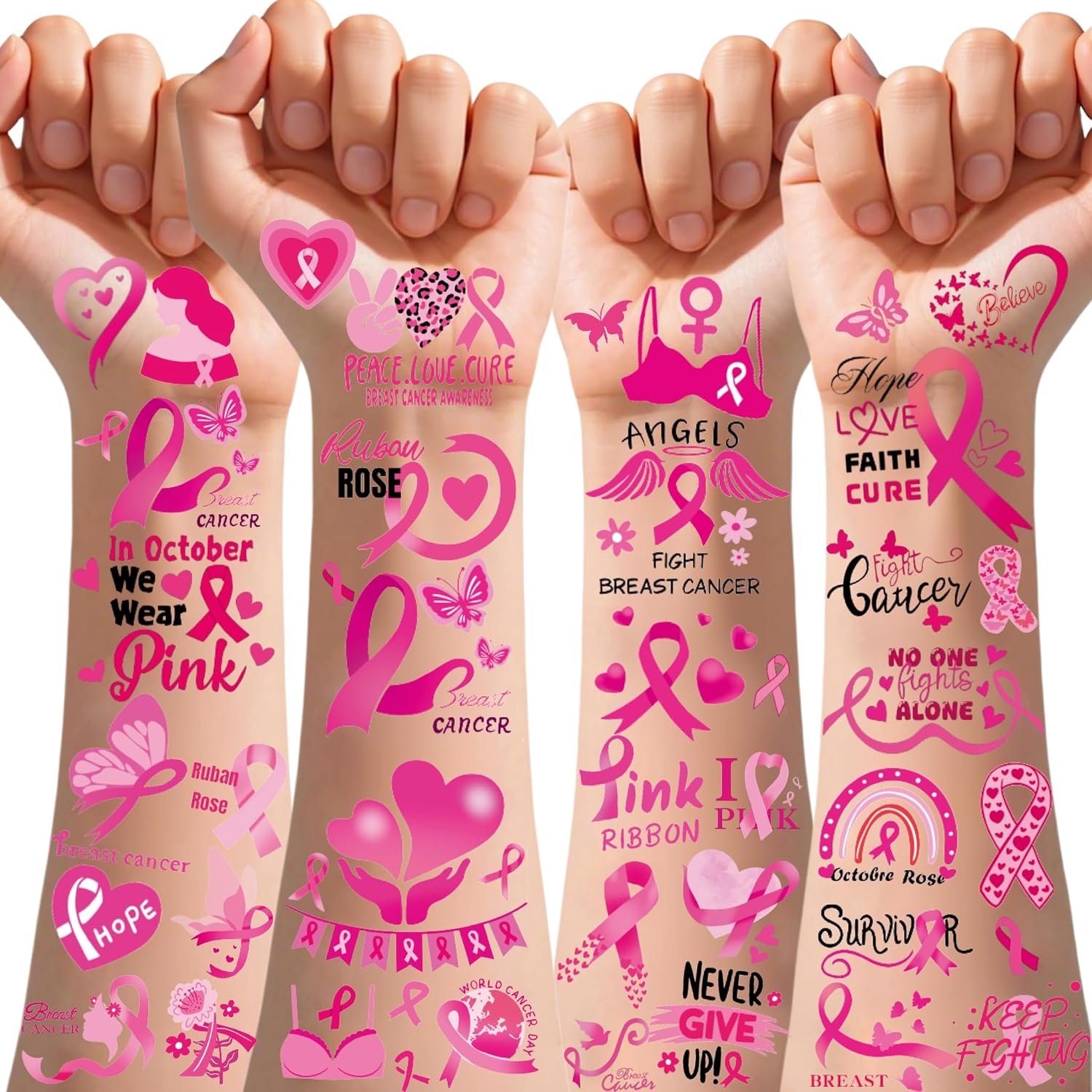 90 stuks oktober roze tatoeage, ephemere, make-up dames, tattoo, lint, roze, oktober, roze, accessoires 2026, neptatoeage, dames, decoratie, tattoo, stickers, decoratie