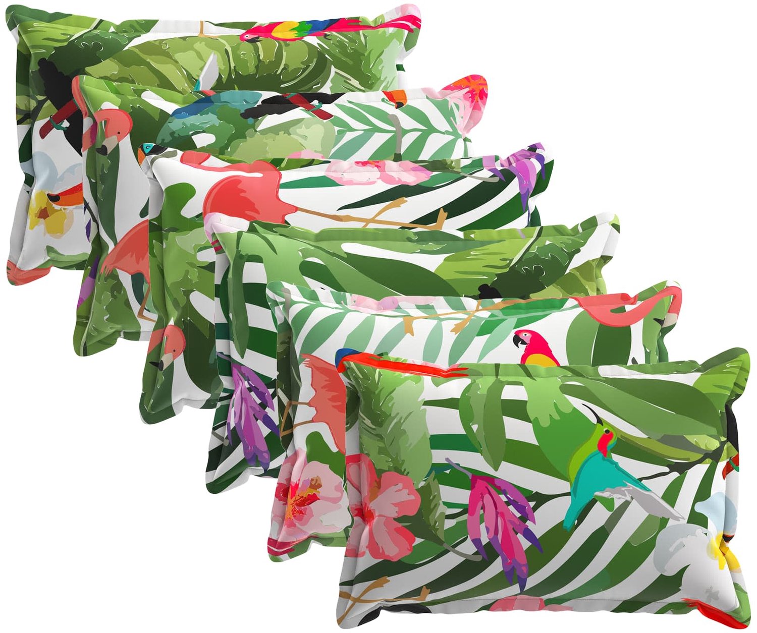 vidaXL Dekenkussen - 6 - st - HOUTEN - Meerkleurig - 30 - x - 50 - cm - Polyester