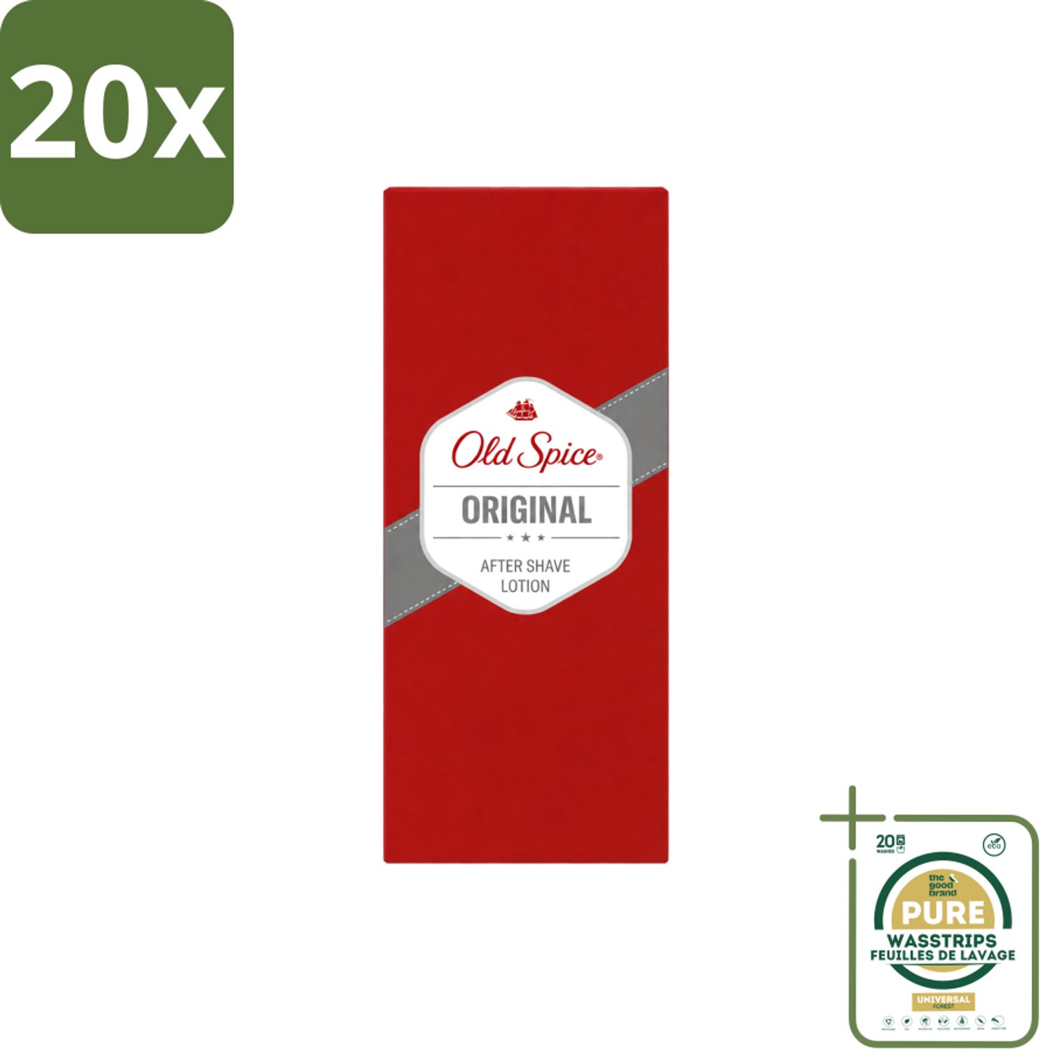 20 x Old Spice - Original - Aftershave Lotion - Verfrissend - 100 ml - Wasstrips - Aftershave Lotion - Aftershave - Mannelijke Geur - Huid Verzorging - Scheren Na