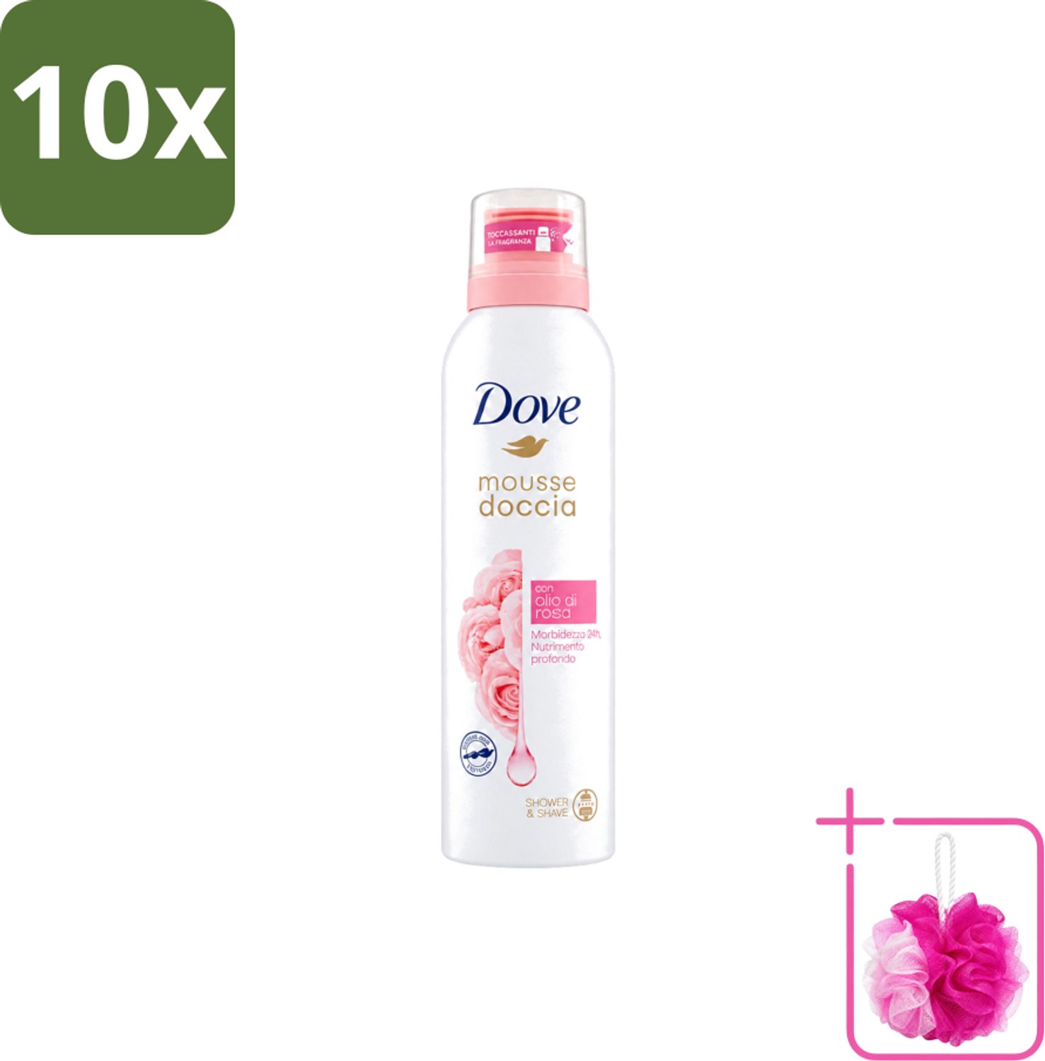 10 x Dove – Douchefoam – Rose Oil – 200 ml - Bulkverpakking - Douchefoam - Douchemop - Rozenolie