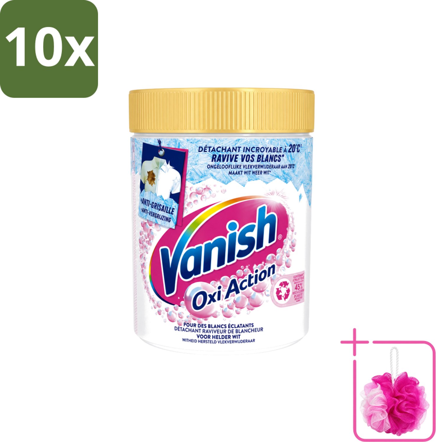 10 x Vanish – Wasbooster Poeder – Oxi Action Whitening Witte Was – 940 g - Bulkverpakking - Wasbooster - Douchemop - Witte was