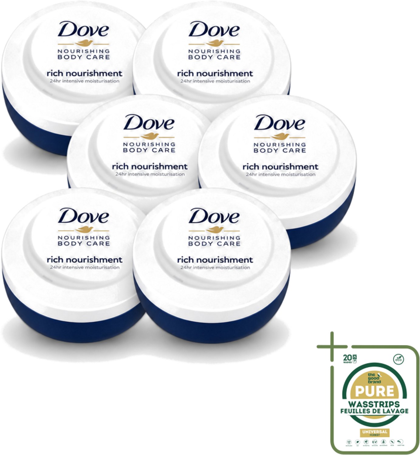 6 x Dove – Bodycrème – Voedende Crème – 150 ml - Wasstrips - Voedende Crème - Hydraterende Crème - Huid Verzorging - Huidbescherming - Huidbarrière