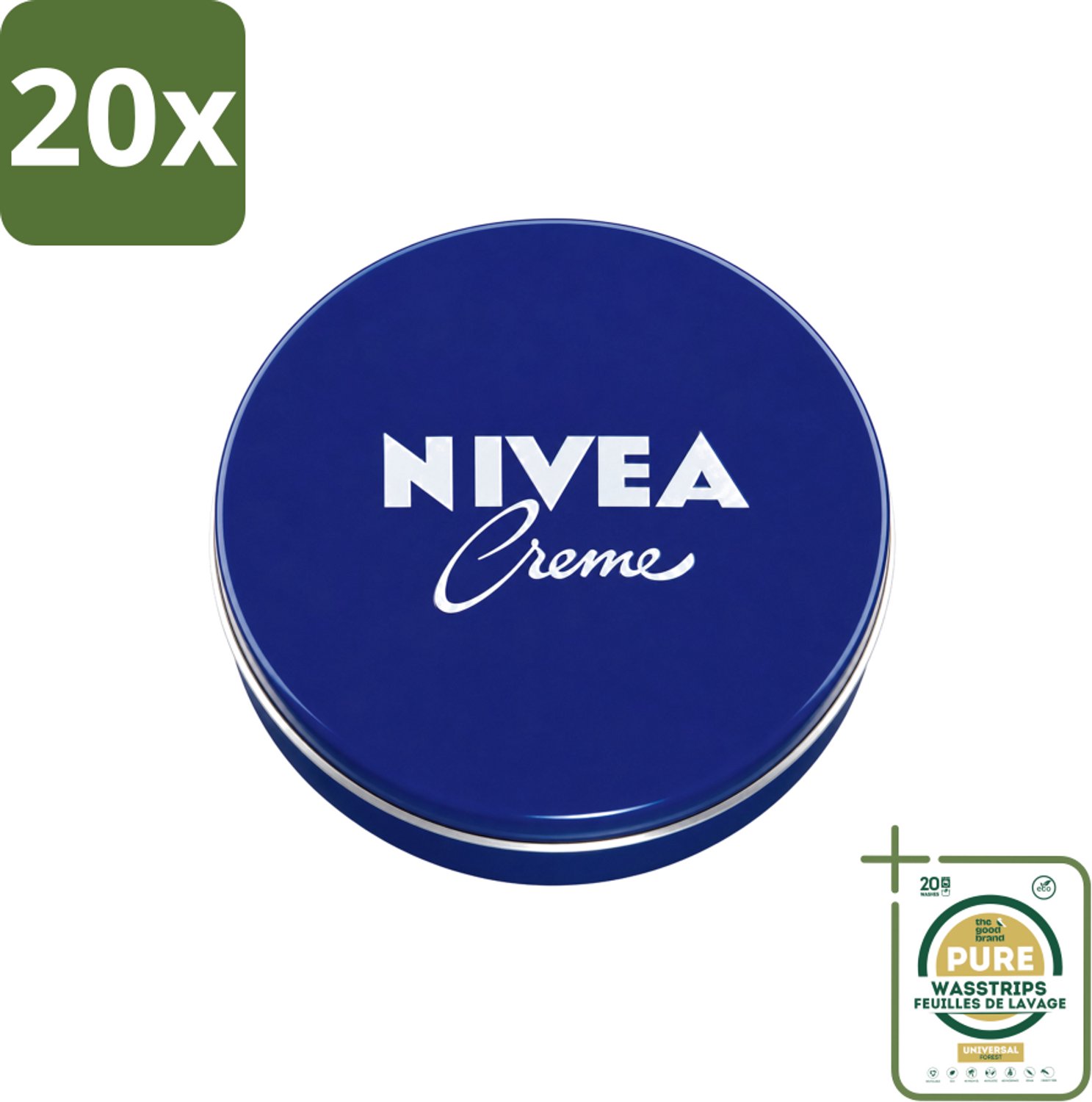 20 x Nivea – Crème – Voor Gezicht, Handen en Lichaam – 250 ml - Wasstrips - Nivea Crème - Gezichtscreme - Handencreme - Lichaamcreme - Hydratatie