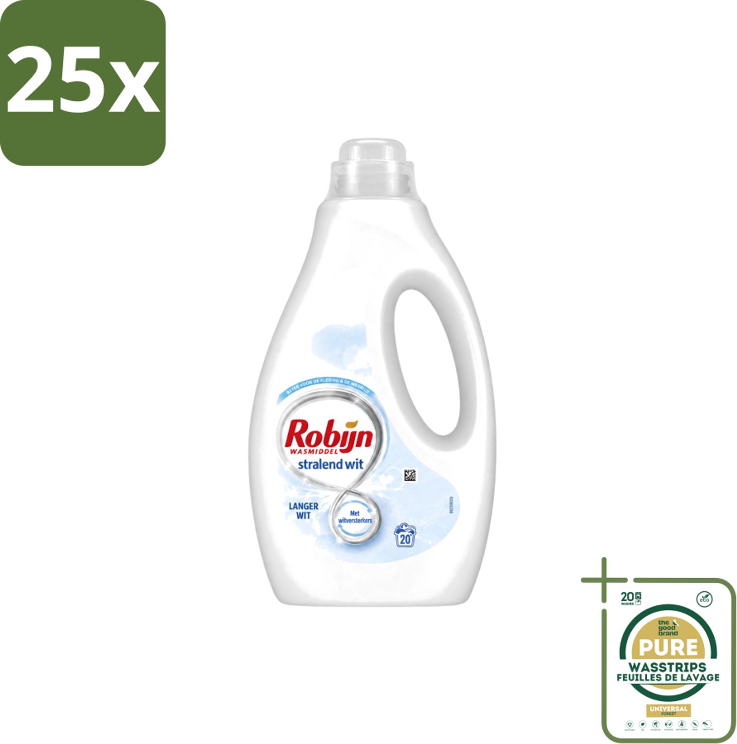 25 x Robijn – Vloeibaar Wasmiddel – Stralend Wit – 20 wasbeurten - Wasstrips - Stralend Wit Wasmiddel - Witte Was - Witversterker - Frisse Geur Wasmiddel - Wasverzachter