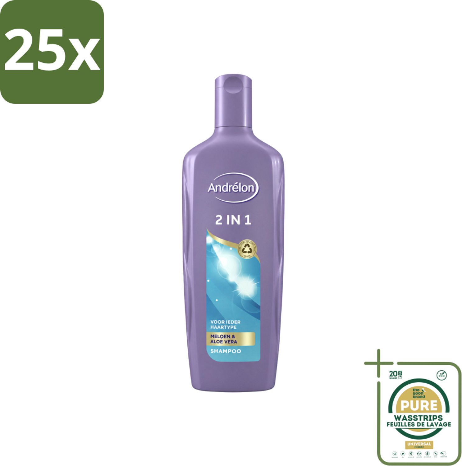 25 x Andrélon - 2-in-1 - Shampoo - Reinigt & Verzorgt - 300 ml - Wasstrips - 2-in-1 Shampoo Conditioner - Haartype - Haartype - Haartype - Haartype