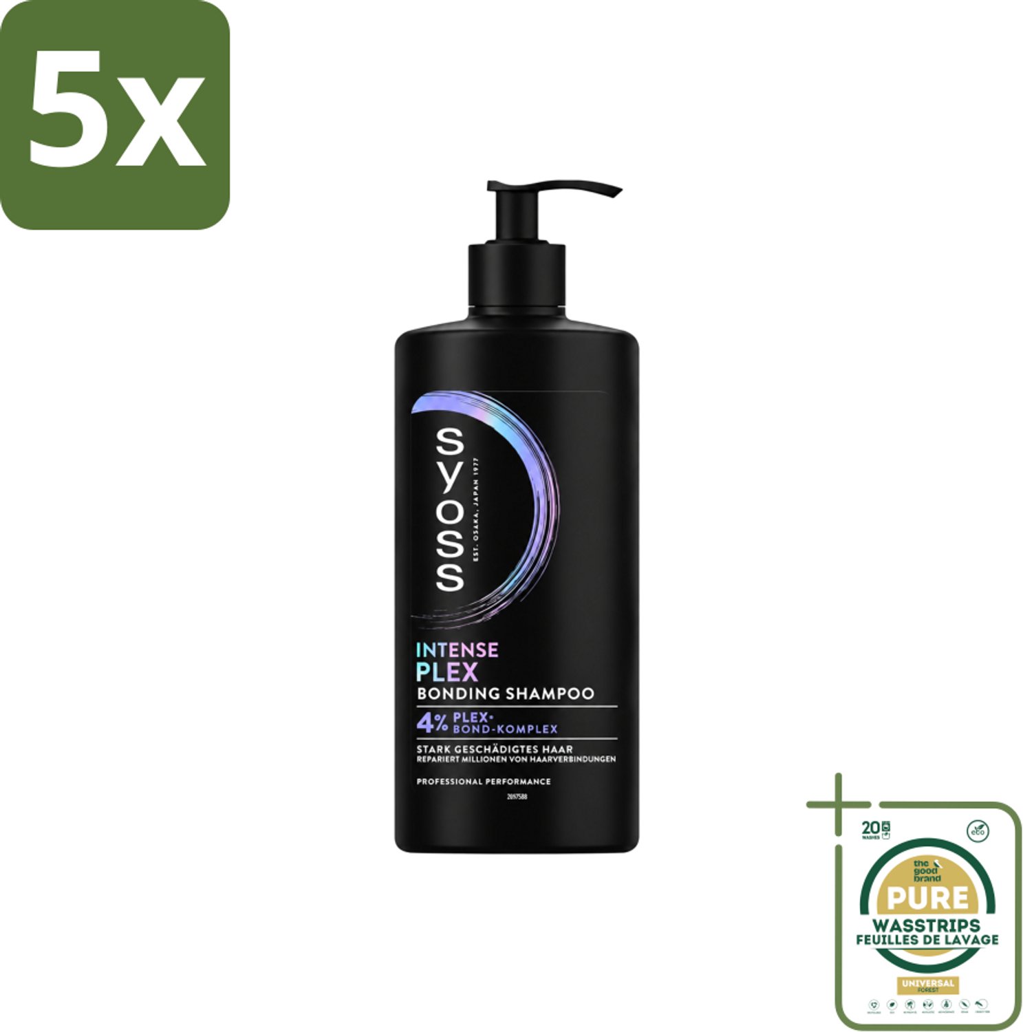 5 x Syoss – Shampoo – Intense Plex – 440 ml - Wasstrips - Haarherstel - Haarversterking - Haarbescherming - Haarbreuk Verminderen - Chemisch Behandeld Haar
