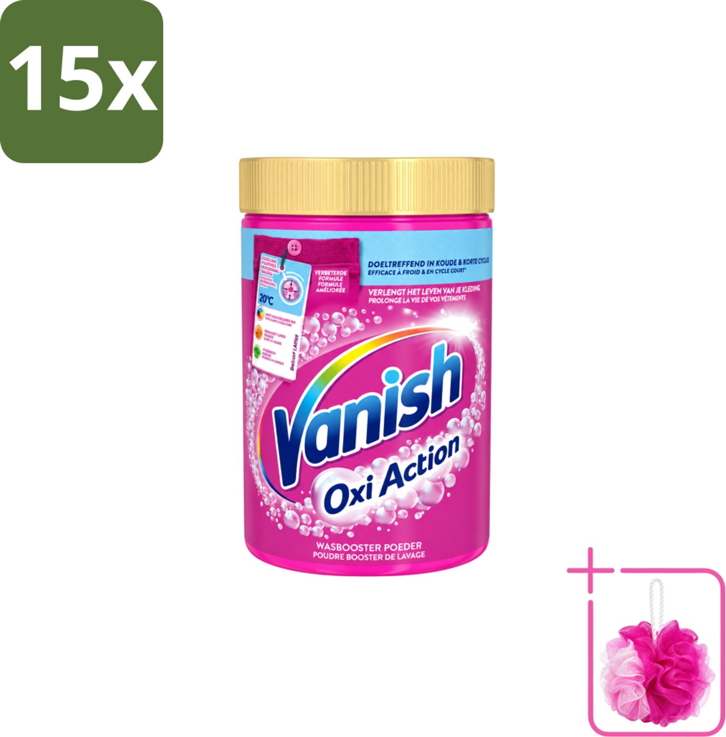 15 x Vanish – Wasbooster Poeder – Oxi Action Gekleurde & Witte Was – 710 g - Bulkverpakking - Wasbooster poeder - Douchemop - Vlekverwijderaar