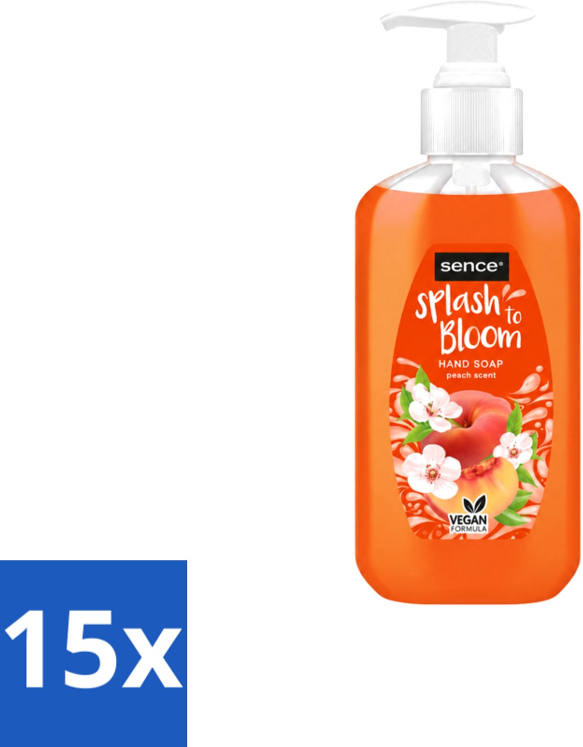 15 x Sence – Handzeep – Splash To Bloom Peach – 500 ml - Voordeelverpakking - 15 stuks