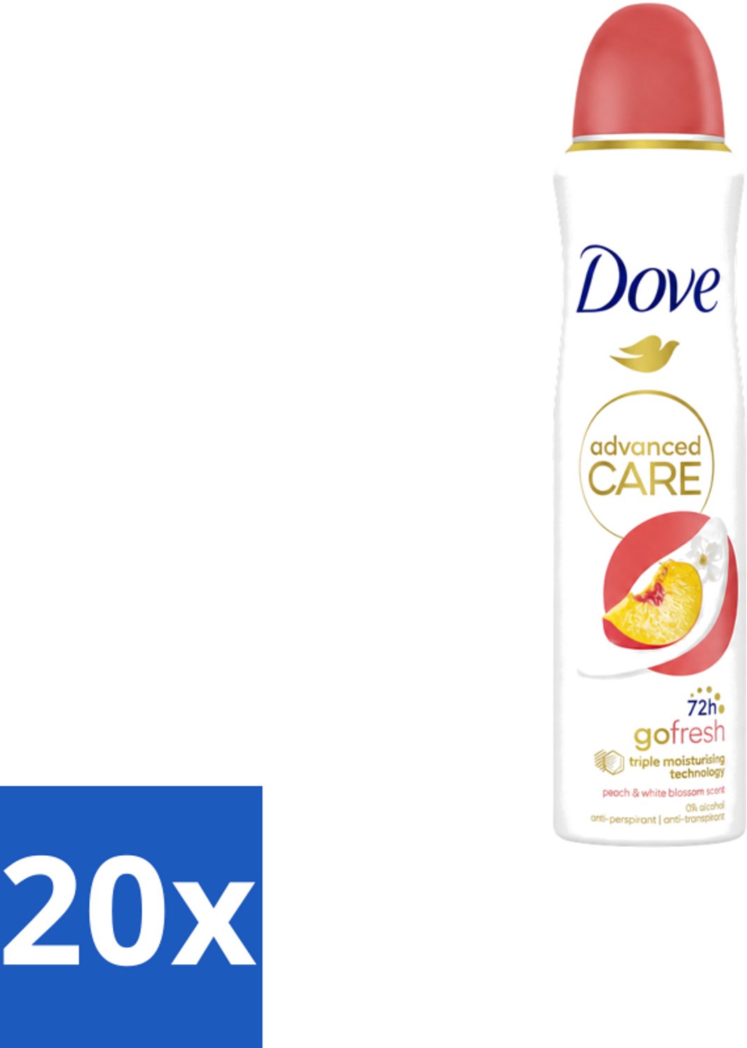 20 x Dove – Deodorant Spray – Peach & White Blossom – 150 ml - Voordeelverpakking - 20 stuks