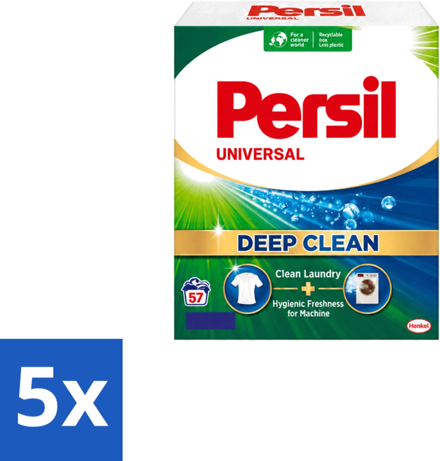 5 x Persil – Waspoeder – Witte Was - 57 Wasbeurten - Voordeelverpakking - 5 stuks