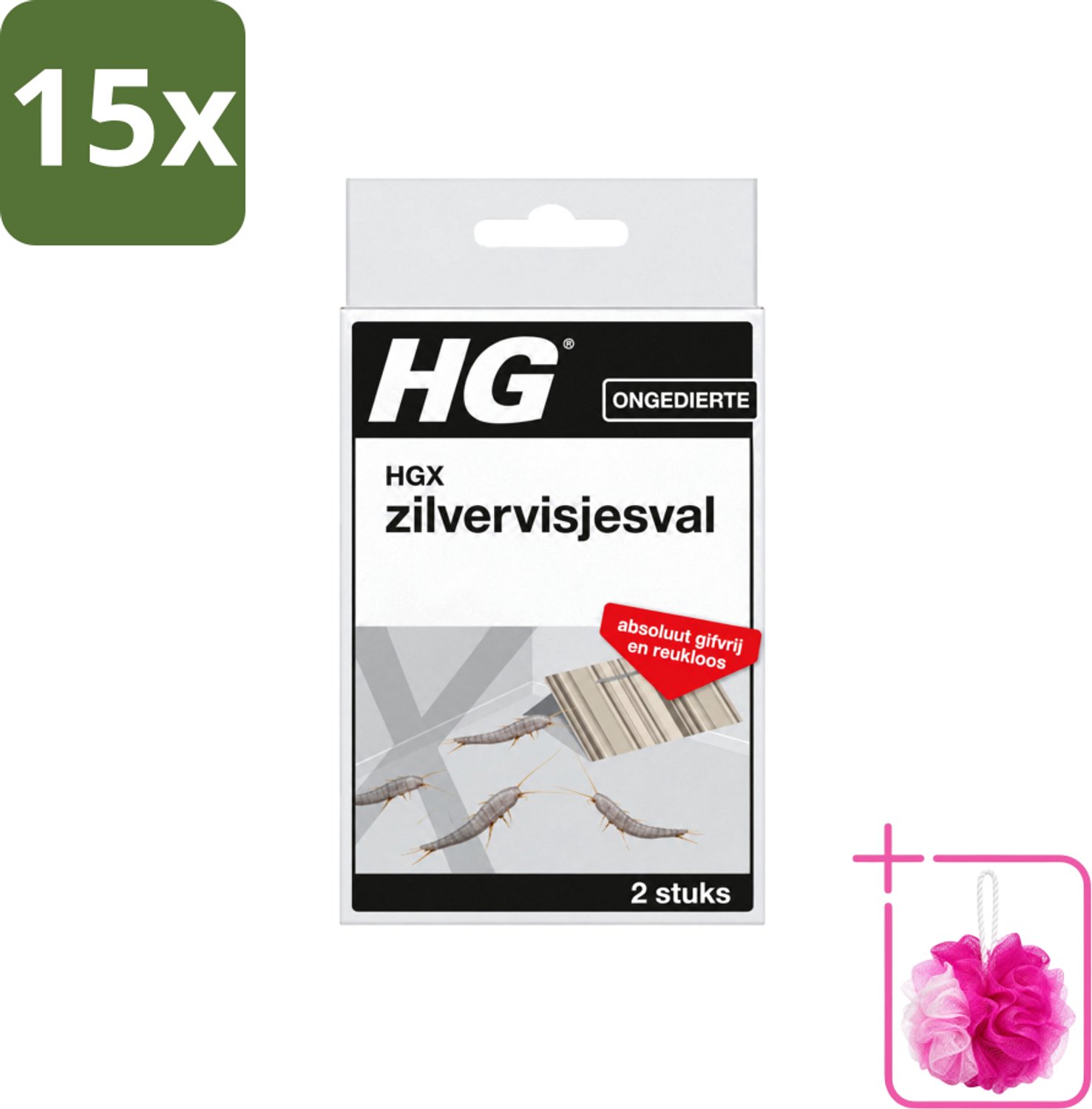 15 x HG X - Ongedierte - Zilvervliesjesval - Gifvrij & Reukloos - 2 Vallen - Bulkverpakking - Zilvervisjesval - Douchemop - Ongedierte bestrijding