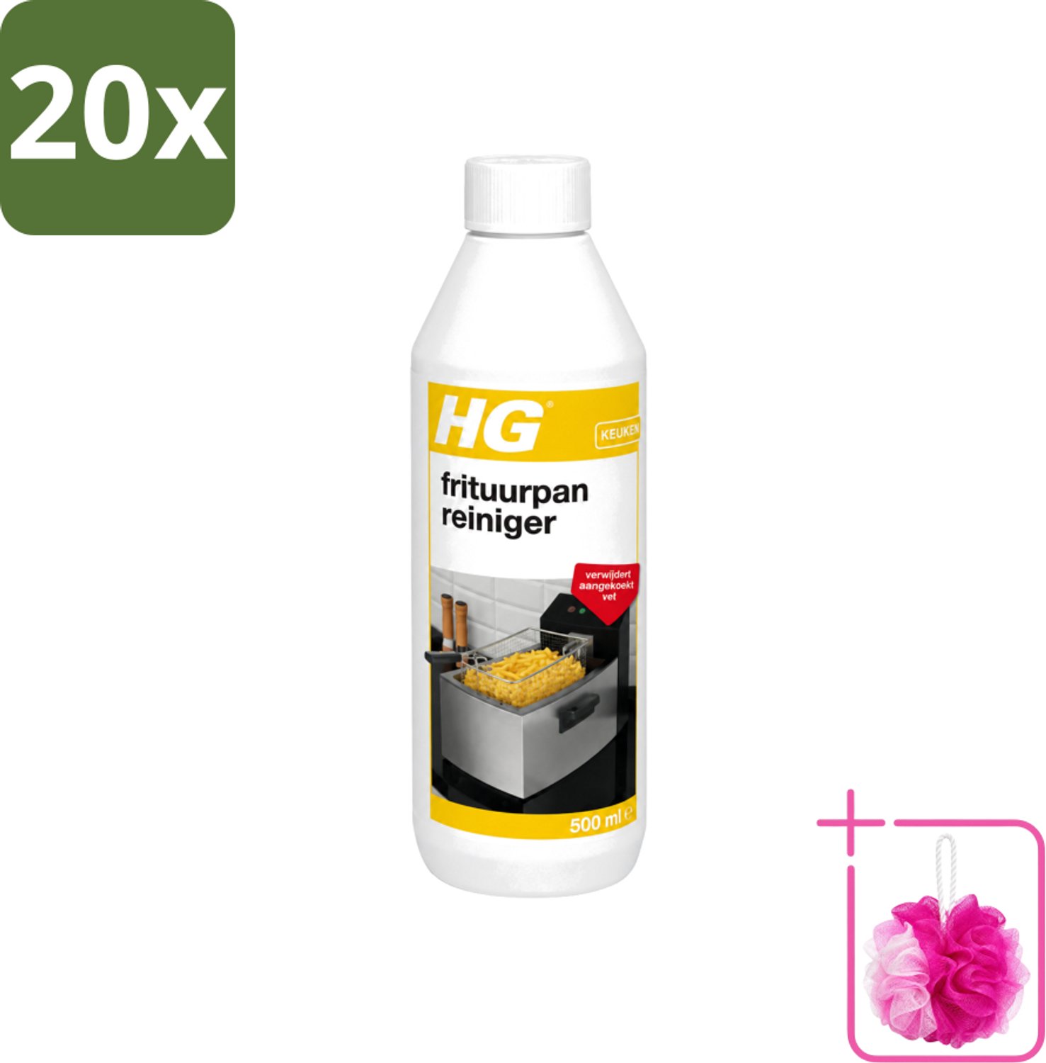 20 x HG - Frituurpanreiniger - Verwijdert Aangekoekt Vet - 500 ml - Bulkverpakking - Frituurpan reinigen - Douchemop - Vet verwijderen