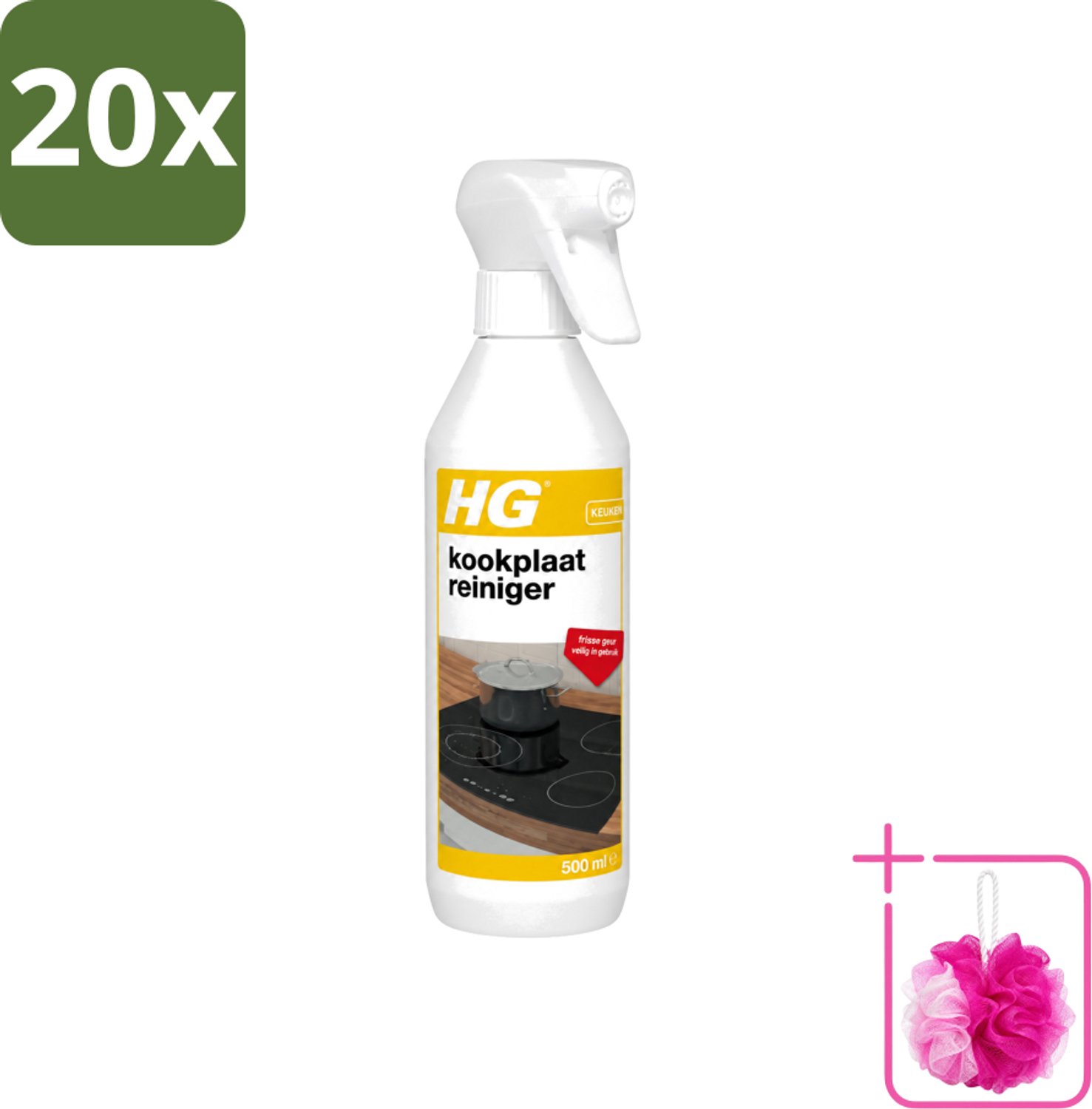 20 x HG - Kookplaatreiniger Spray - Frisse Geur - Veilig in Gebruik - 500 ml - Bulkverpakking - Kookplaat reinigen - Douchemop - Inductieplaat reinigen