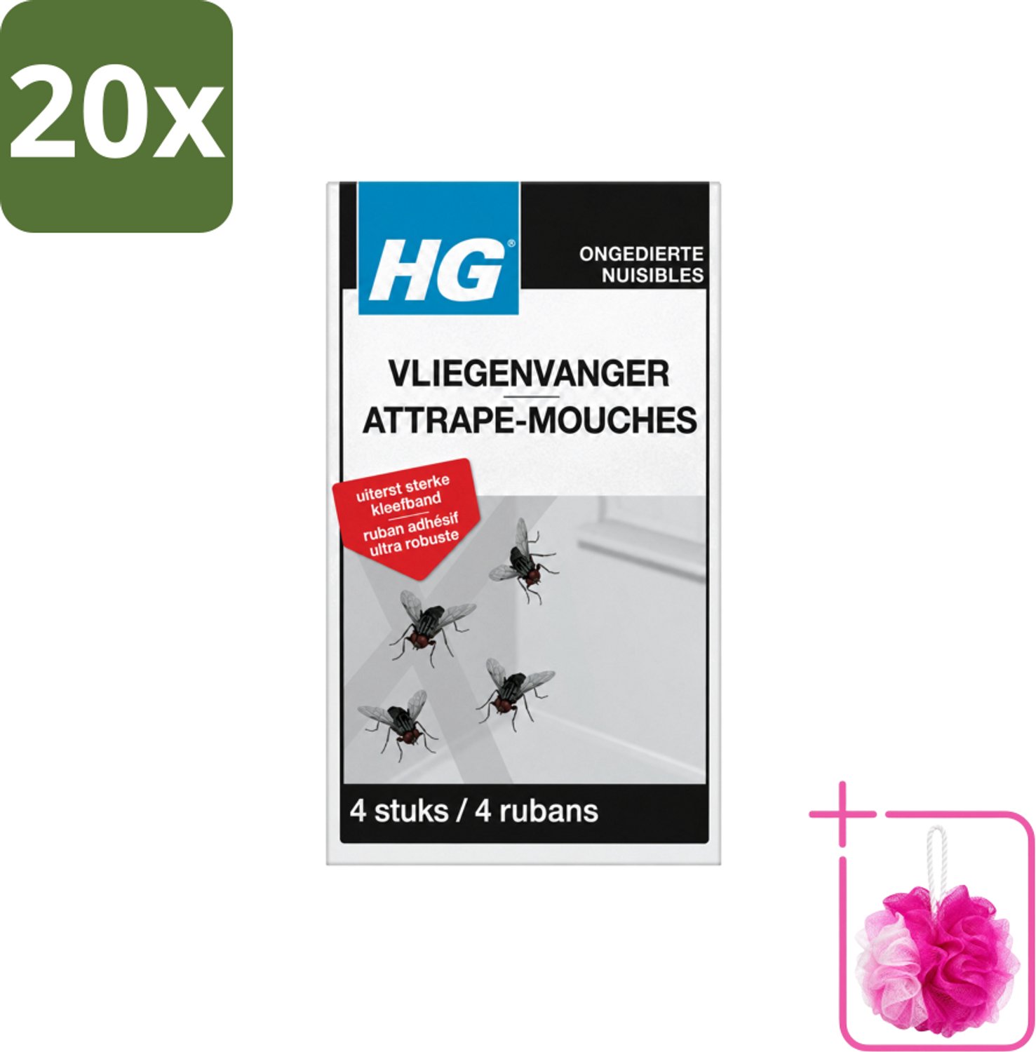20 x HG X - Vliegenvanger - Sterke Kleefband - 4 Vliegenvangers - Bulkverpakking - Vliegenvanger - Douchemop - Vliegen vangen