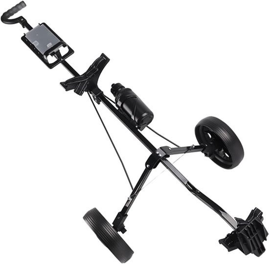 Golfkar met 2 Wielen - Duwkar voor golf - Voor op de golfbaan - Opvouwbaar ontwerp - 3.33 kg - Zwart — afbeelding 3