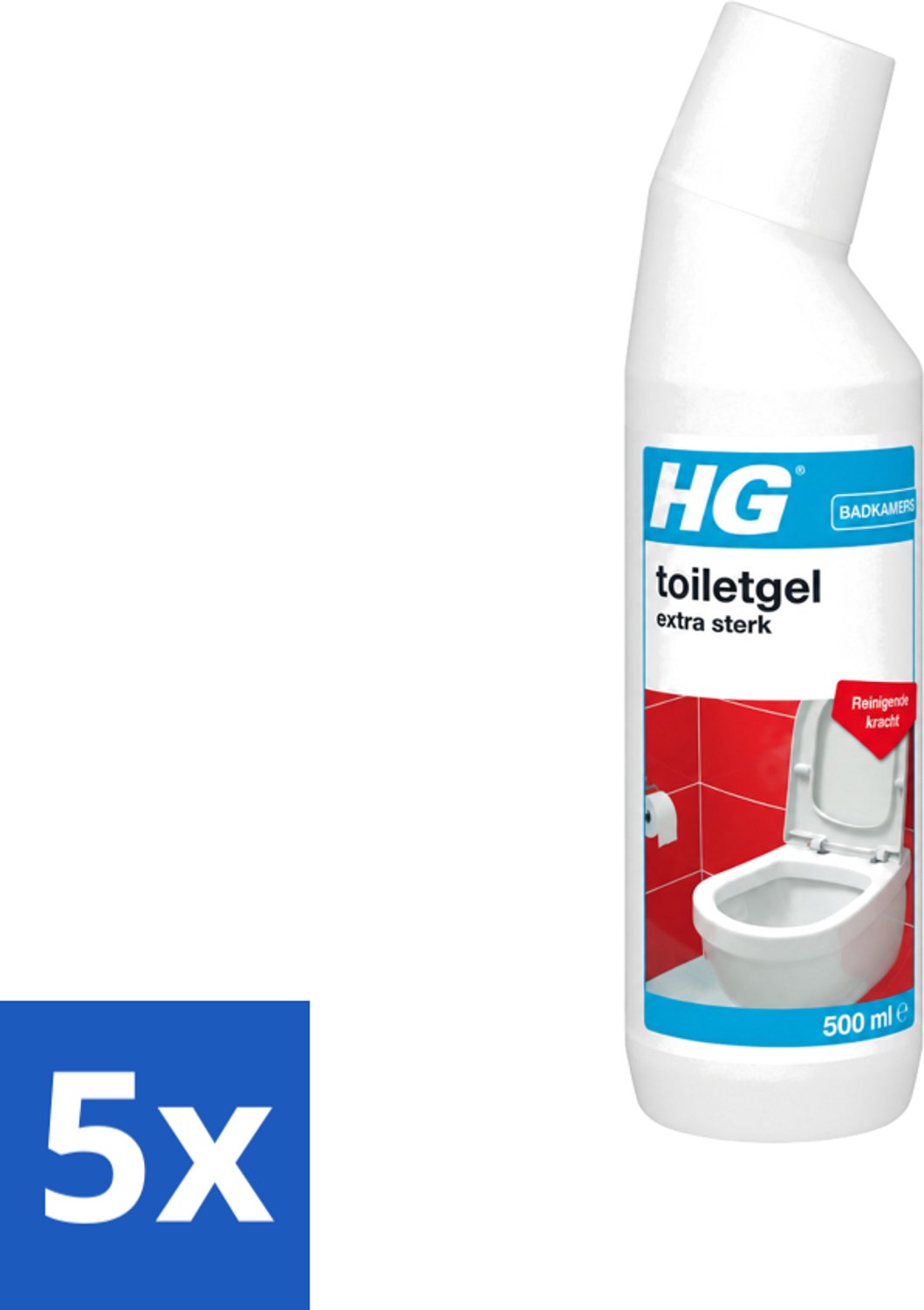 5 x HG - Badkamers - Toiletgel Extra Sterk - Reinigende Kracht - 500 ml - Voordeelverpakking - 5 stuks