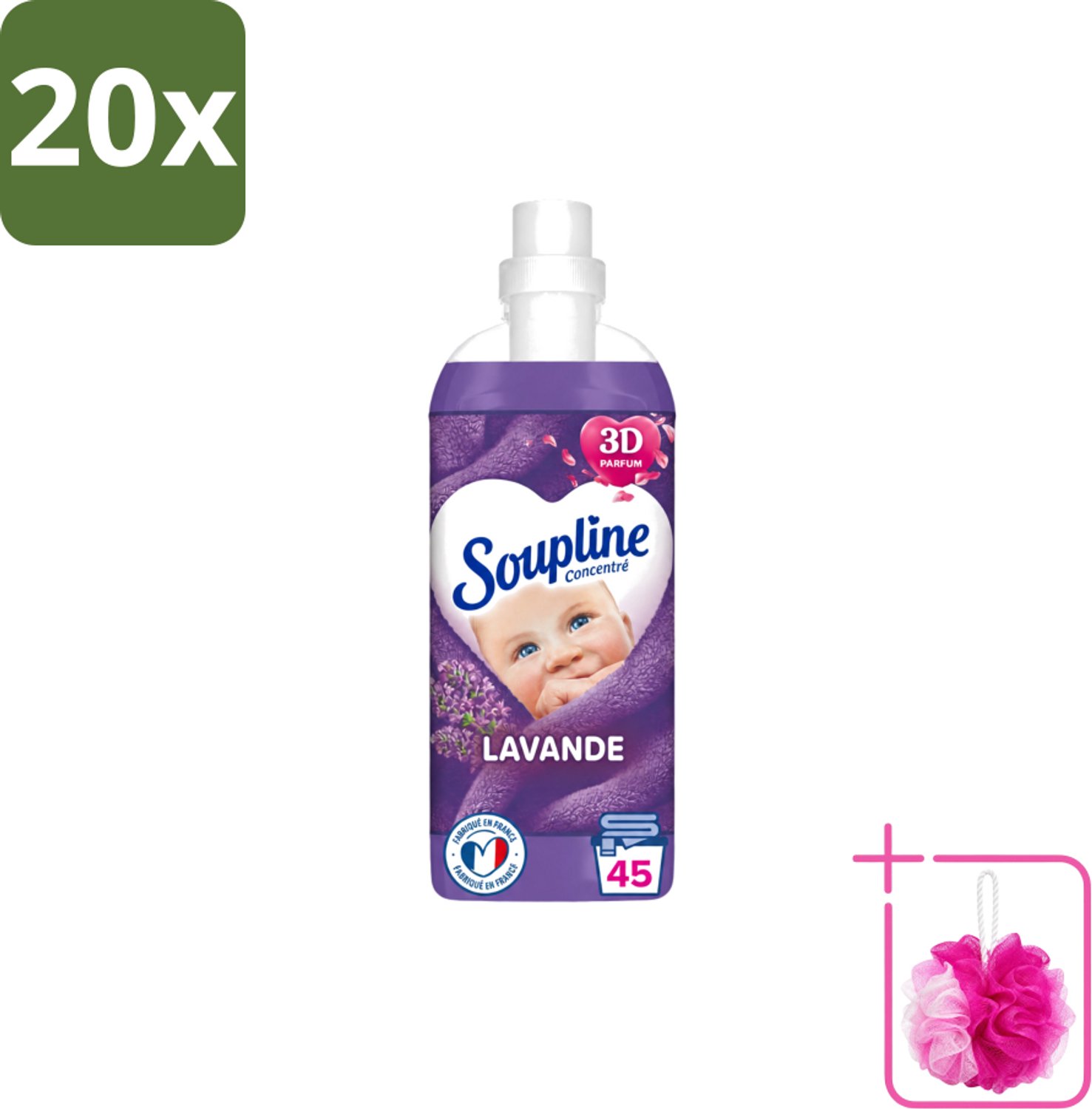 20 x Soupline - Wasverzachter - Lavendel - 45 Wasbeurten - 1L - Bulkverpakking - Wasverzachter - Douchemop - Wasgoed verzorgen