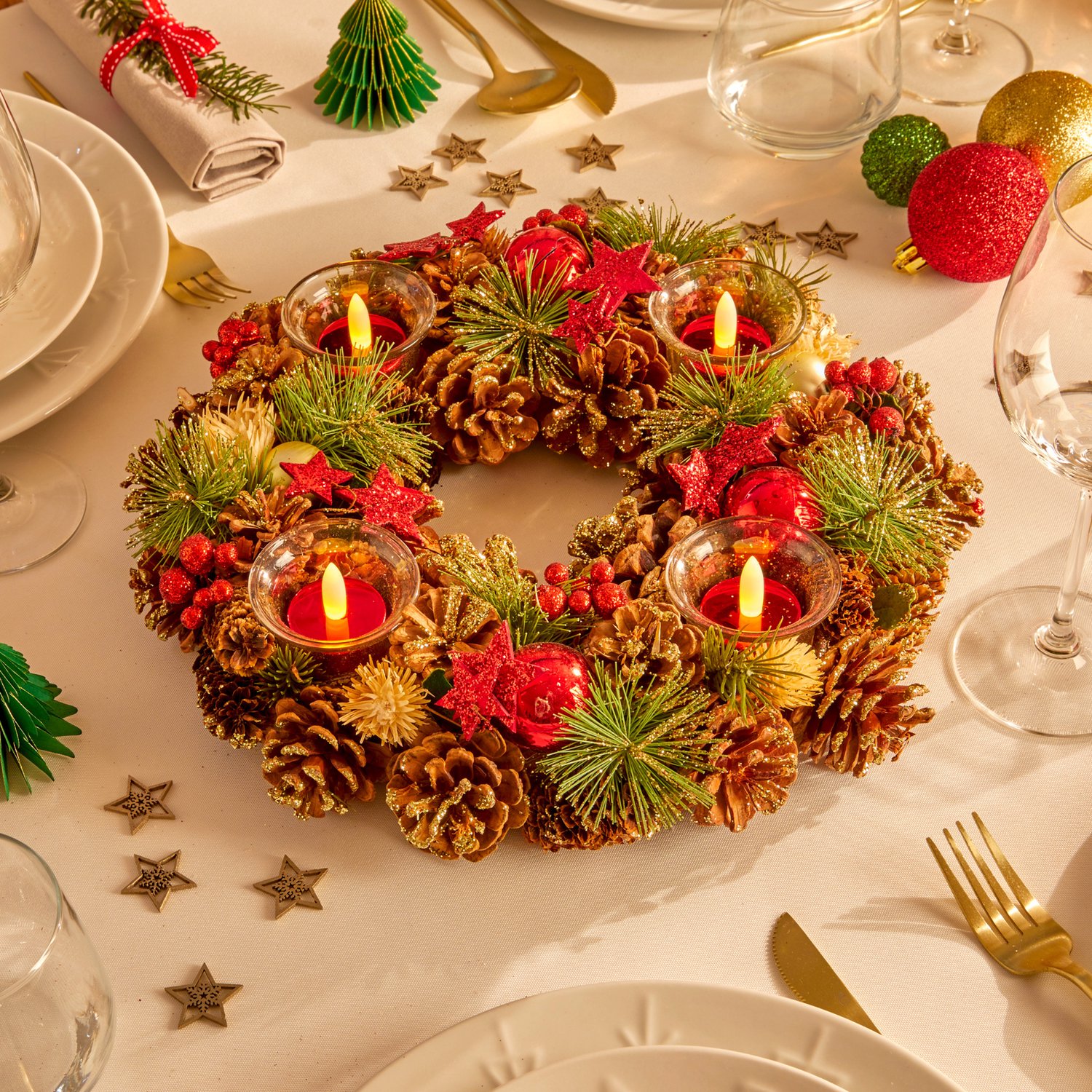 Adventskrans, kandelaar voor 4 kaarsen, Ø 34 cm – foto 2