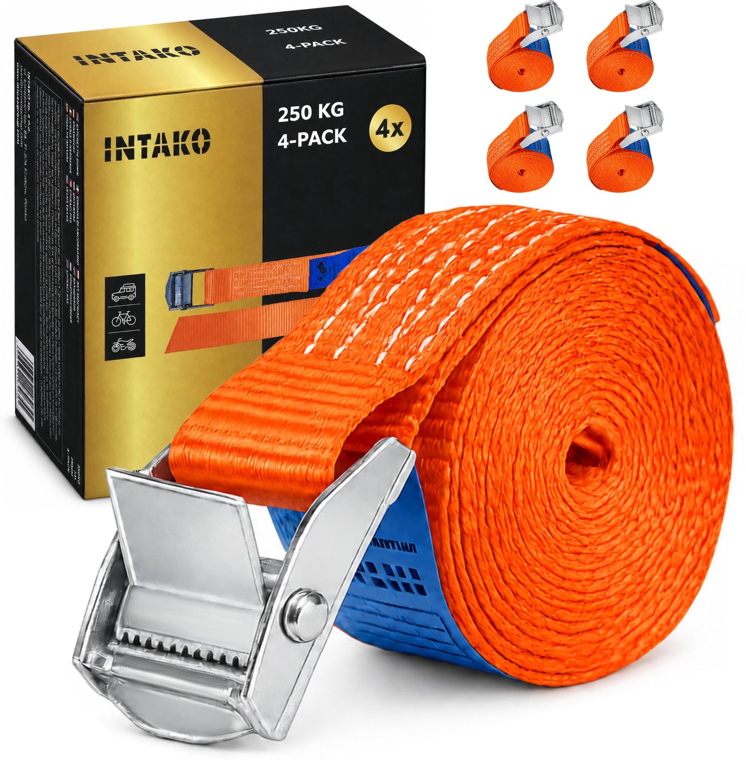 Set van 4 Verstelbare Lashing Straps 250kg 25mm
