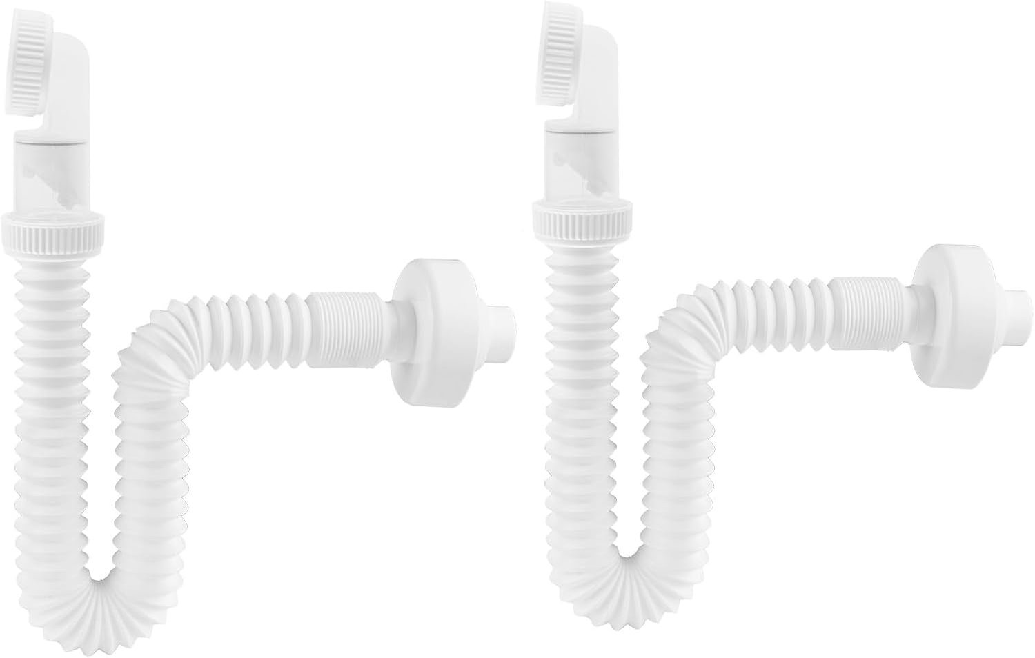 3,8 cm (1 1/4 inch), ruimtebesparende sifon voor de badkamer, sifon 360° verstelbaar, voor wastafel, afvoergarnituur met geurafsluiting, 2 stuks, wit