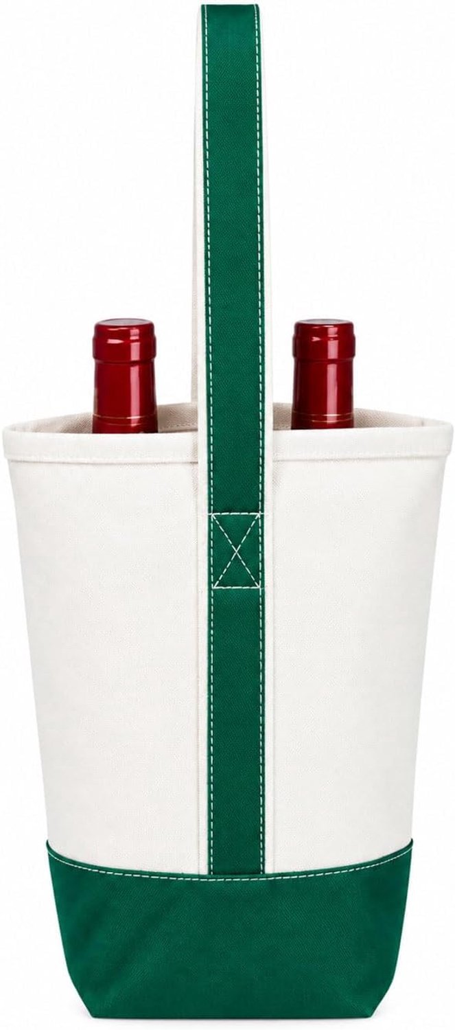 Groene canvas flessentas voor 2 flessen