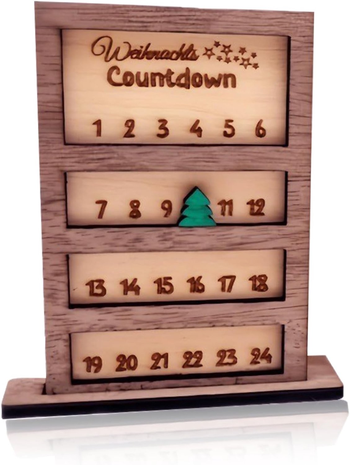 Adventskalender van hout - 24 dagen kerstdecoratie - Kerstmis countdown - duurzaam en herbruikbaar - Vemera