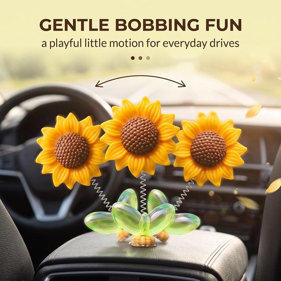 7 stuks autodecoratie met zonnebloemen en bloemen, auto-accessoires voor dashboard, ornamenten met beweegbare zwenkveer, inclusief stickers zonder markeringen — cadeau in Wonen & Interieur - foto 3