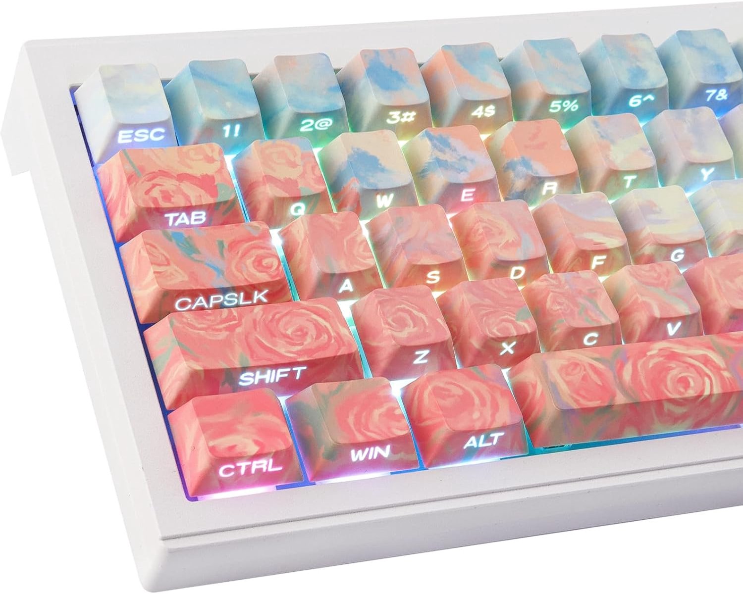 Aangepaste toetsdoppen - 131 toetsen, roze zeegradiënt, tie-dye kersenprofiel voor MX-schakelaars, ISO/ANSI UK-lay-out, mechanisch toetsenbord (oranje kleurverloop oranje)