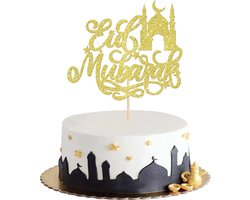 Eid Mubarak, ramadan taarttopper, mubarak taartdecoratie, cupcake-eid, voor moslim, eid, islamitische taartdecoratie (goud D)