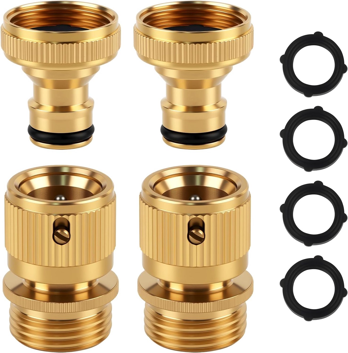 Tuinslang snelkoppeling 3/4 inch - 4 stuks - eenvoudig met één hand - snel wisselen tussen slangen - Homevero