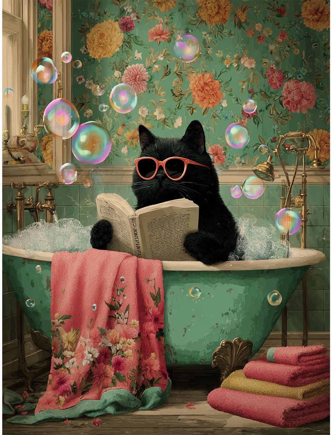 Schilderen op Nummer - Grappig Kattenmotief - 40 x 50 cm - Cadeau voor Volwassenen - Woondecoratie - Creatieve Hobby - Schilderkit