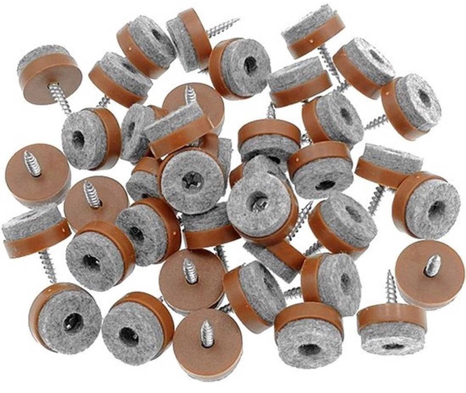 Meubelviltjes - vloerbeschermers - voor het verplaatsen van meubels - met schroefbevestiging - rond - 24mm - bruin