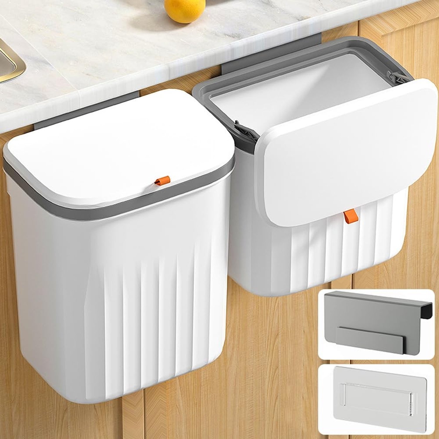 Hangende Keukenafvalbak Set met Lid 10L + 8L